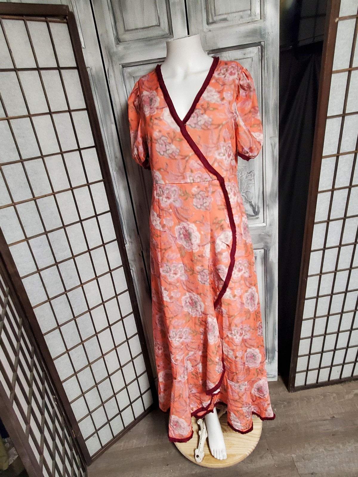 Made with Love Floral Ruffle Maxi Dress Sz M RETRO garden Tea Party Hostess NWT