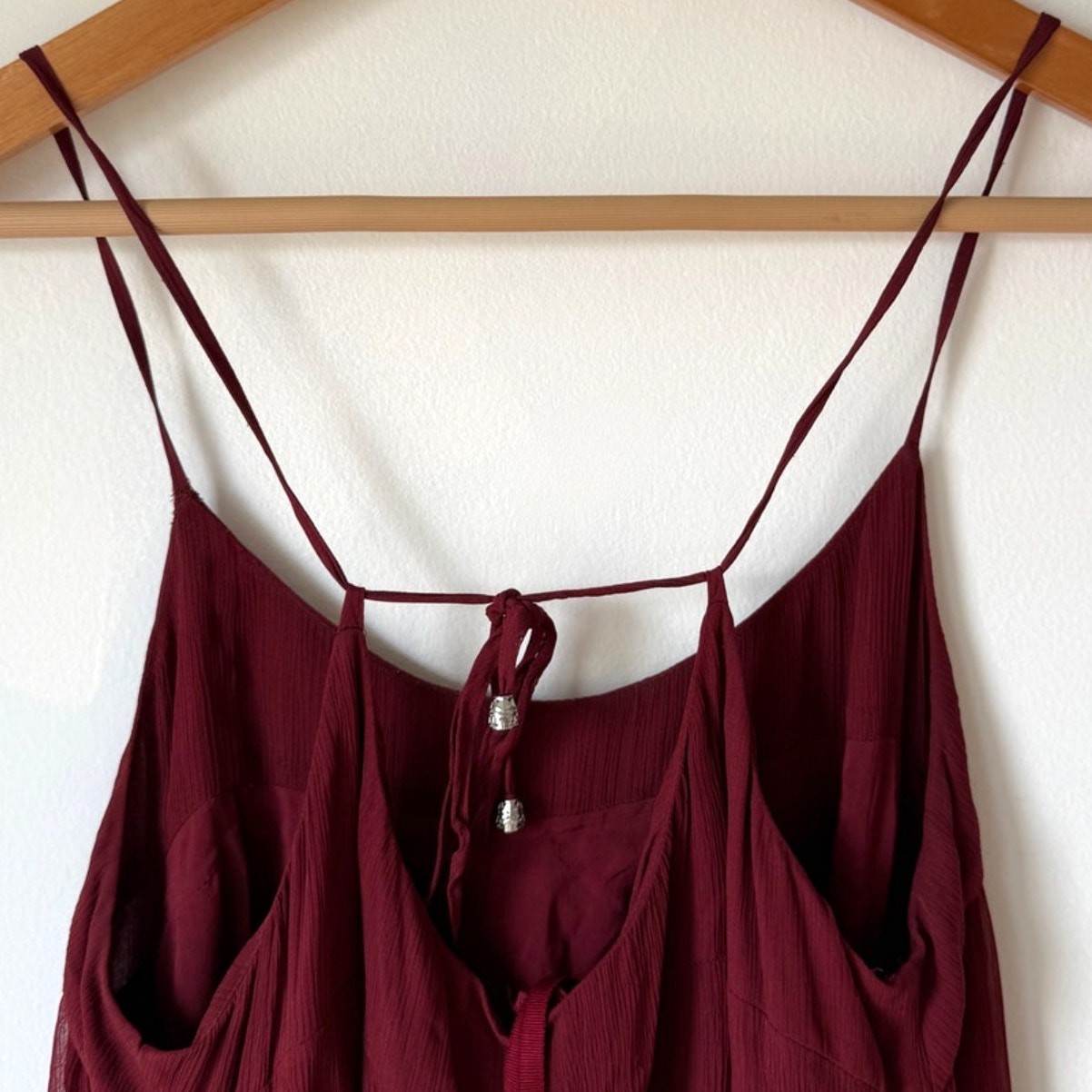 Anthropologie Floreat Saffa Chiffon Tiered Maxi Peasant Dress Women Size S Wine