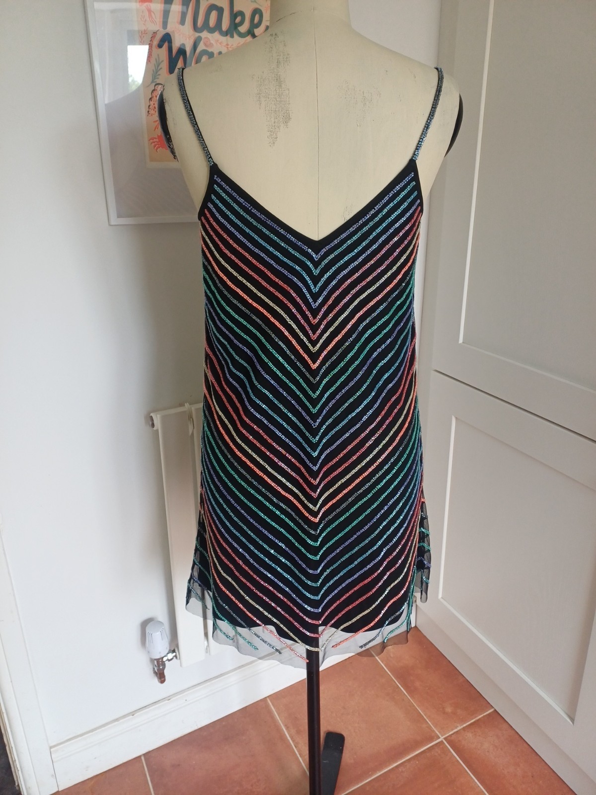 Monsoon Limited Edition Rainbow Beaded Dress UK 12 Y2K Festival Party Boho