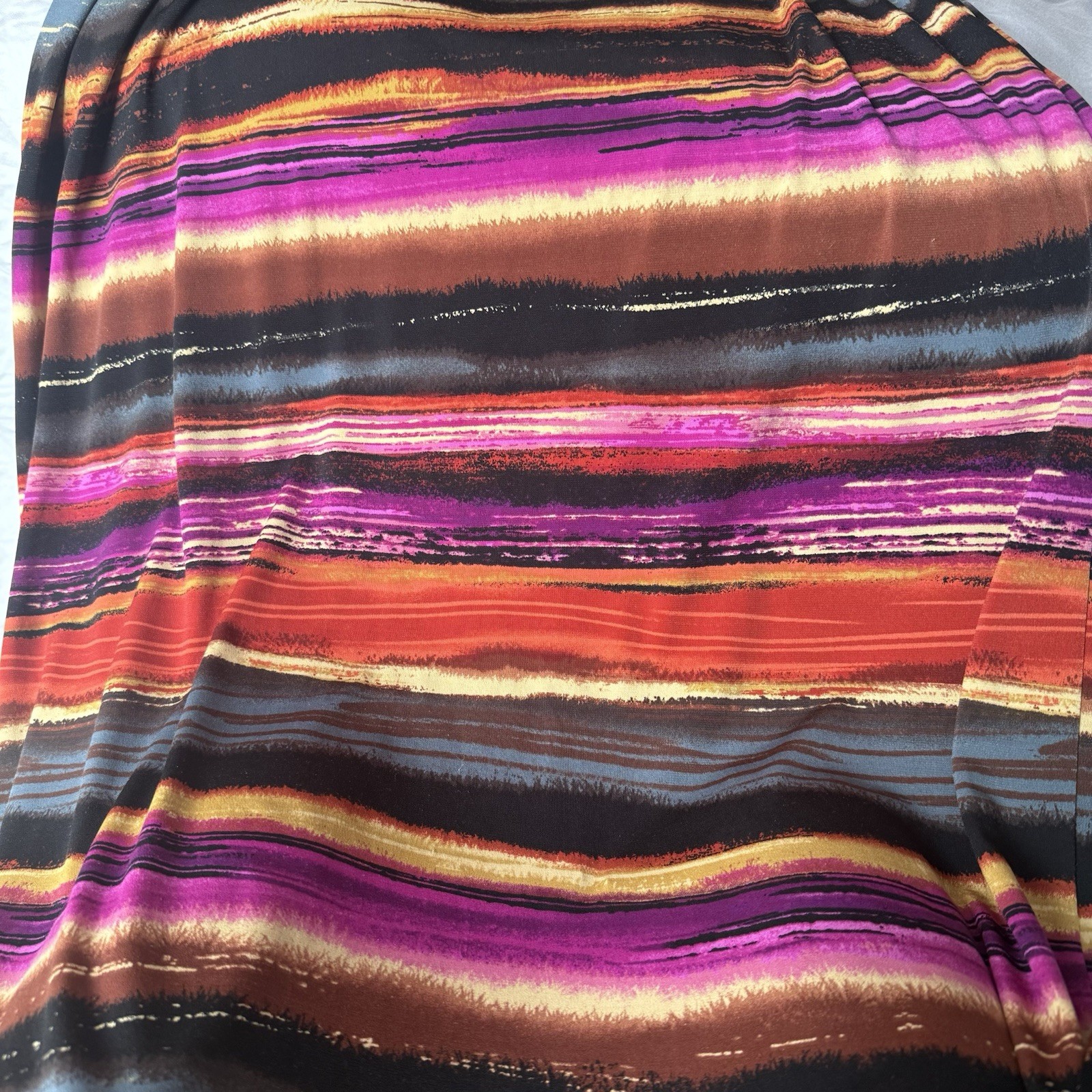J. Taylor Multicolor Striped Cowl Neck Long Dress- Stretch 8