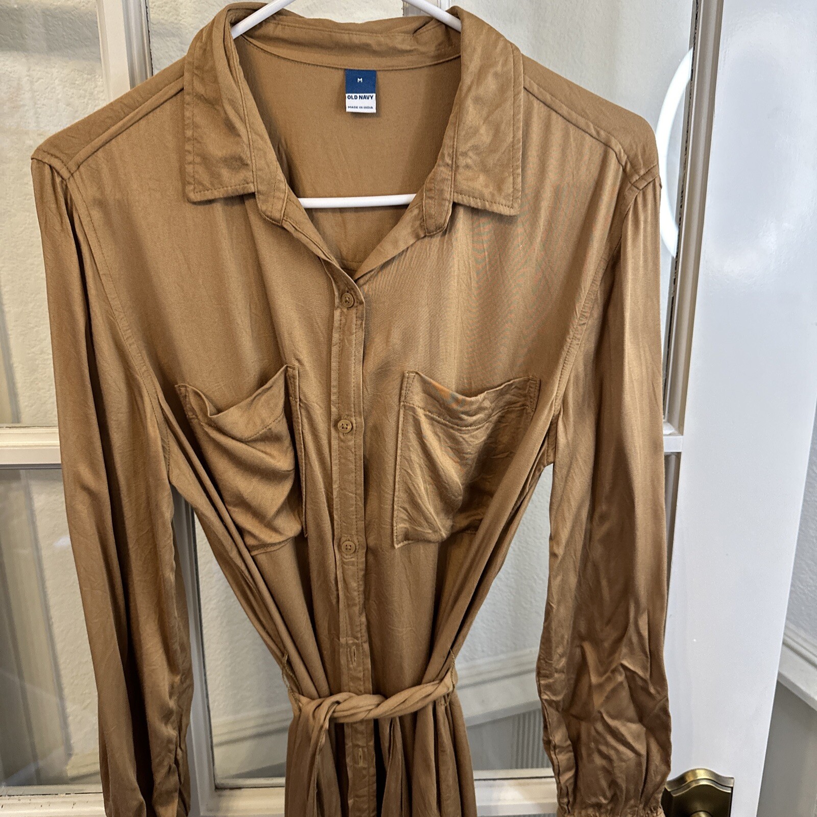 Old Navy Shirt Dress Midi Womens Large Gold