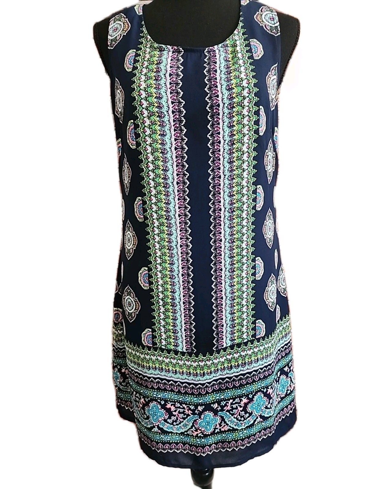 Wedding Guest Midi Dress 4 Boho Artisan NY Shift Mod Bohemian Sleeveless Retro