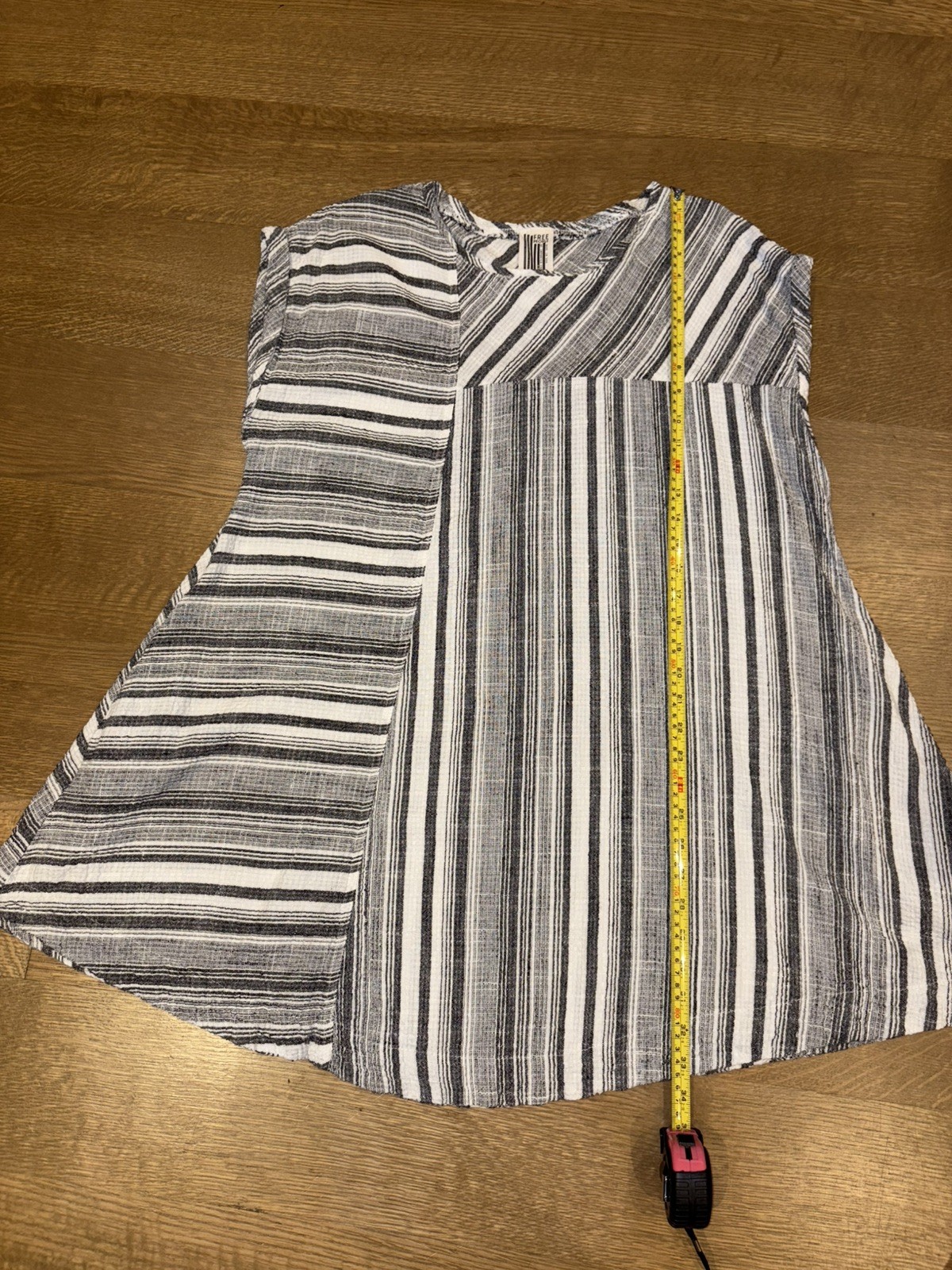 Free People Mixed Stripe Linen Blend Dress Medium Oversized Tunic Top Coverup