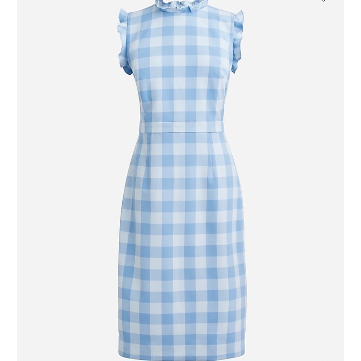 J.Crew Ruffle Trim Sheath Dress in Gingham size 18 Blue Office Classic Retro