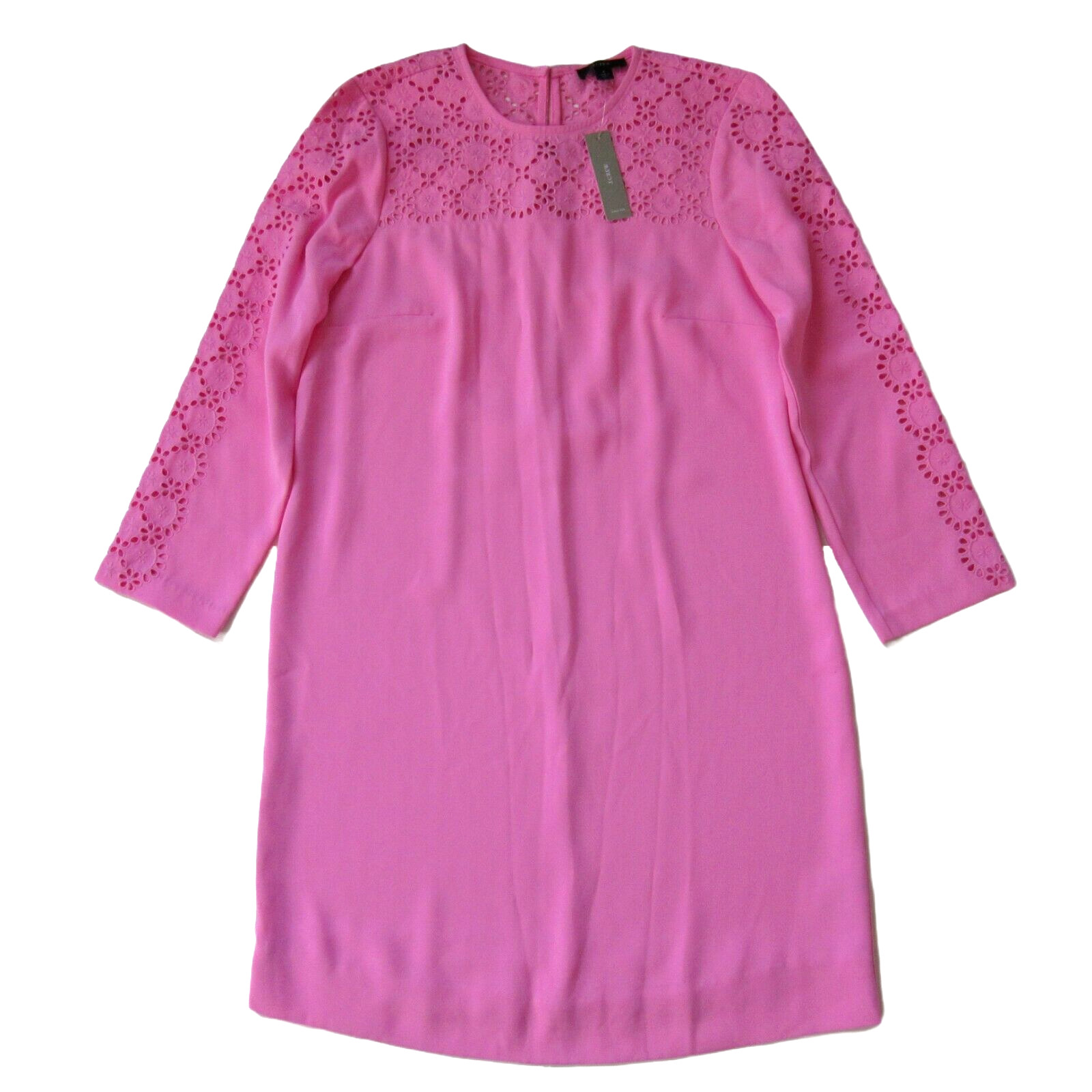 NWT J.Crew Laser-cut Eyelet Shift in Larkspur Pink 365 Crepe Dress 4