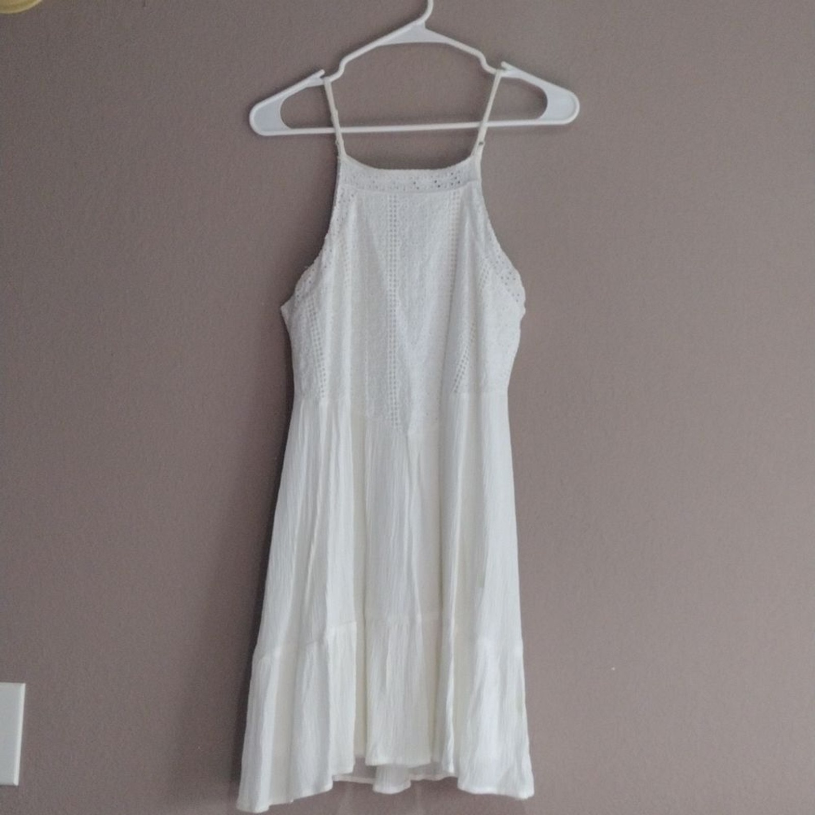 As U WISH MEDIUM WHITE EGG SHELL DRESS KEYHOLE BACK ADJUSTABLE STRAPS LINED