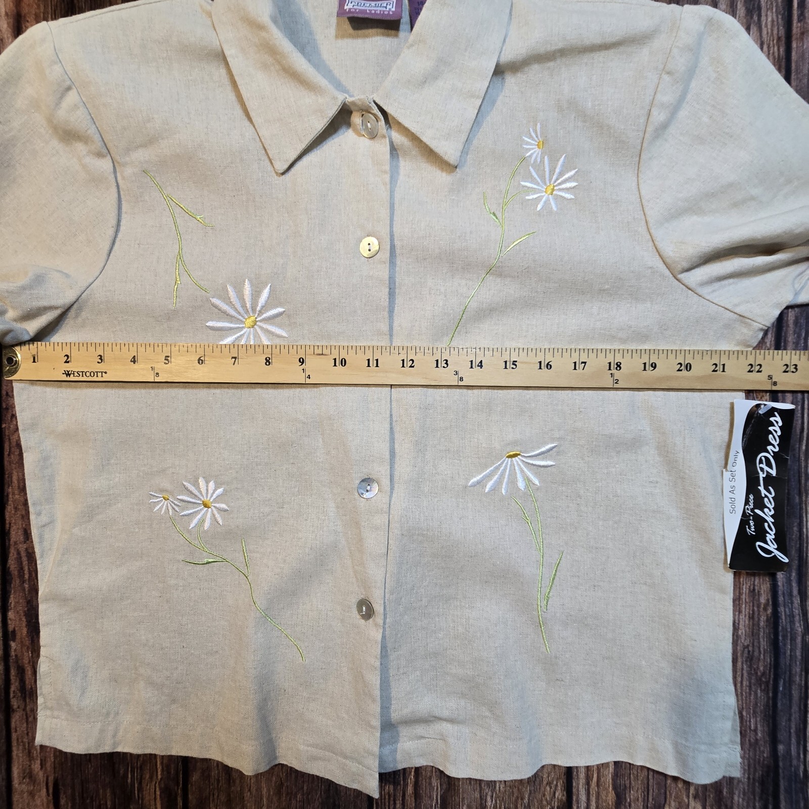 Premier International 2 Pc Linen Blend Jacket Dress Long Embroidered Women’s L