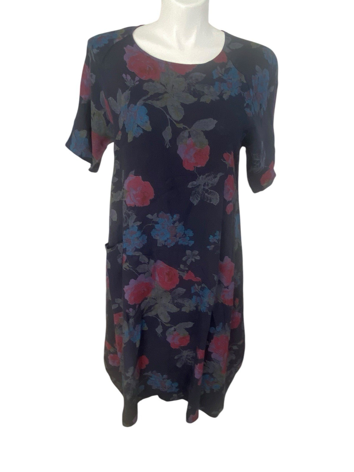 Couleur Lin Paris Milan Blue Floral Linen Midi Dress Size Size Small (36)