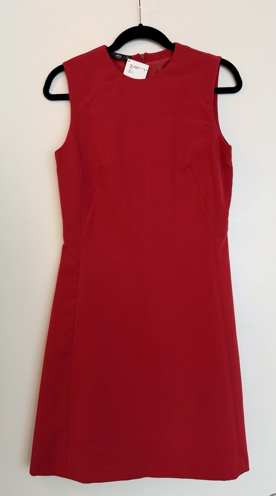 Mango Women’s Shift Dress Red Lined Size 4 New With Tags