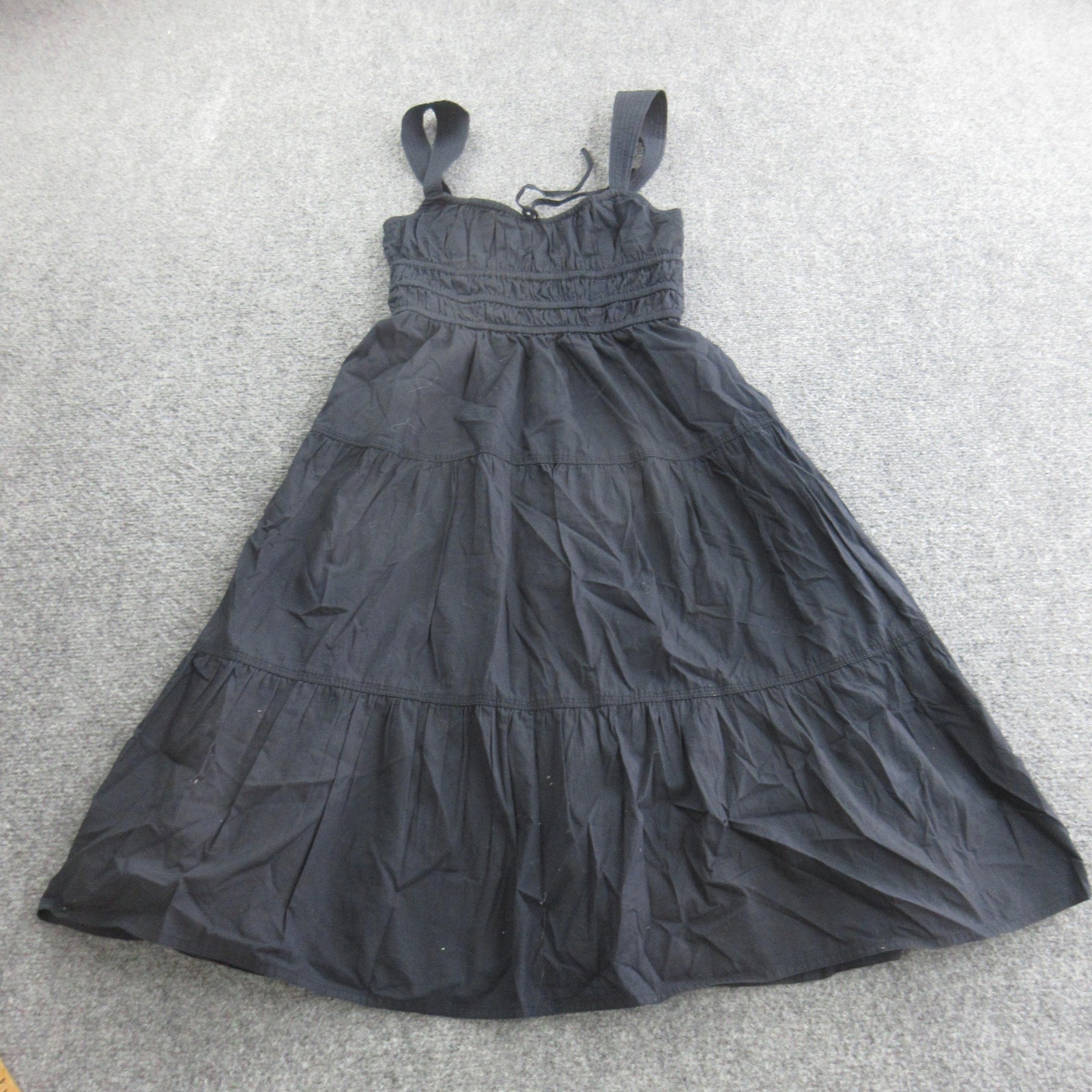 Sunday Best Dress Womens XS Black Cotton Smocked Tiered Knee Length Sundress