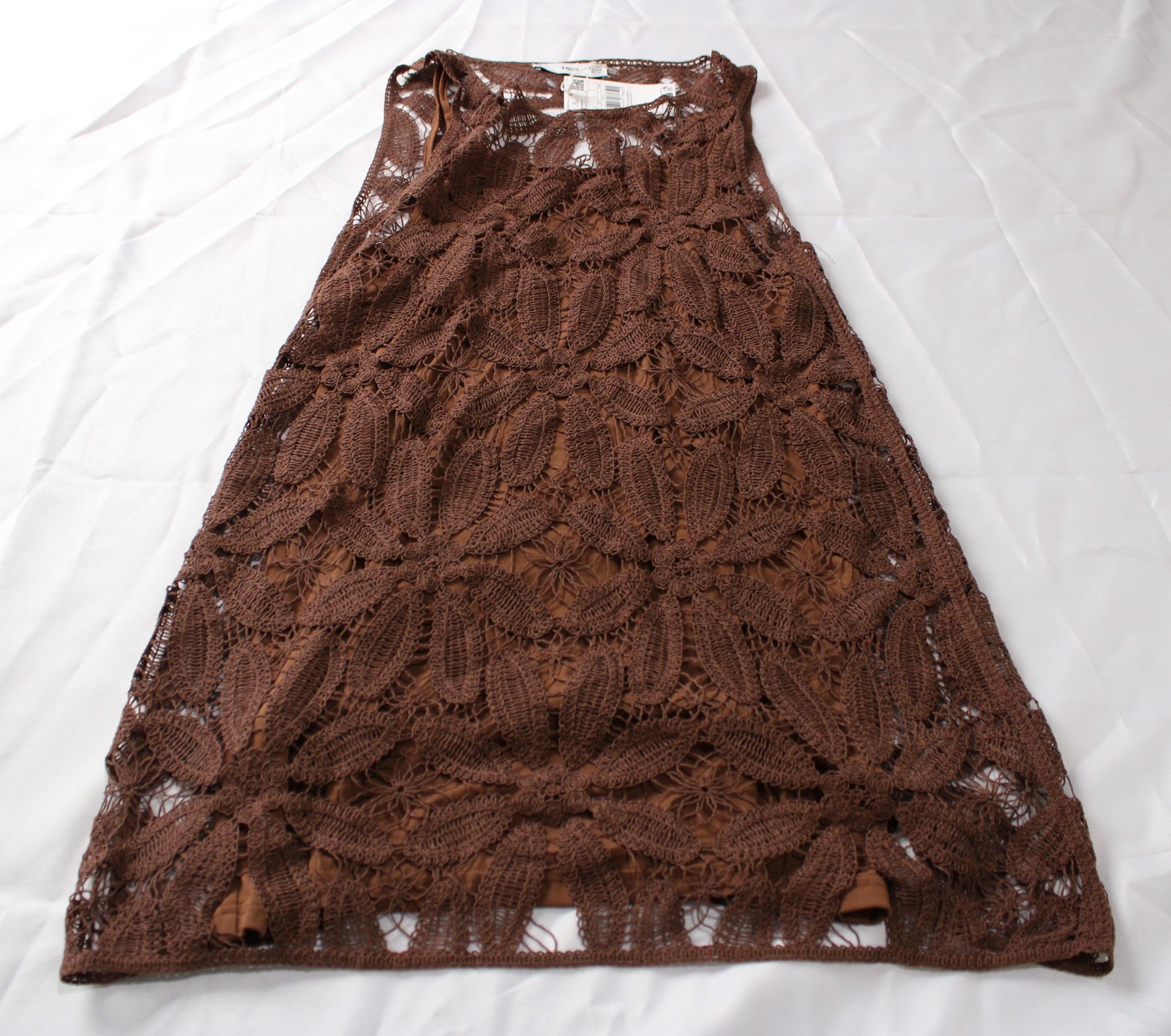 Mango Women’s Open Back Floral Crochet Dress BE5 Chocolate Small (US 4)