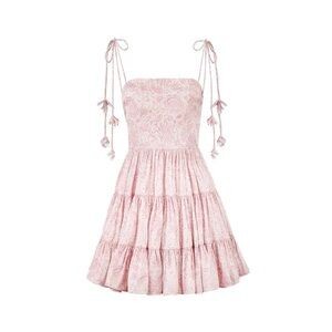 NWT Rosewater House ROSEWATER HOUSE SARA MINI DRESS PRINTED SILK PINK SIZE SMALL