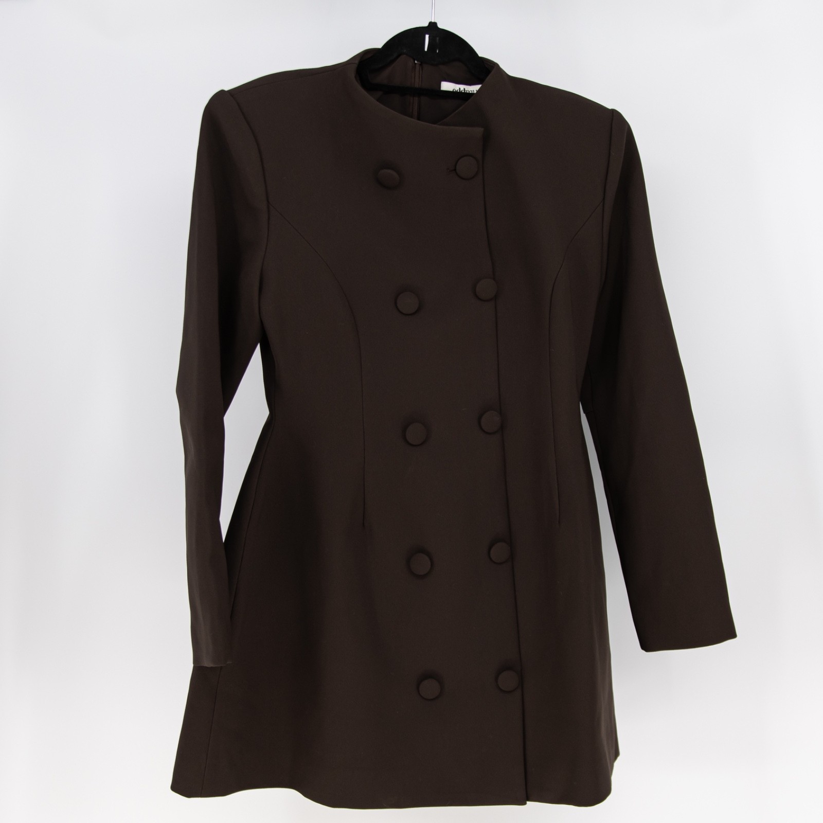 Odd Muse Women’s Double Breasted Button Structured Mini Dress Classic Brown XL