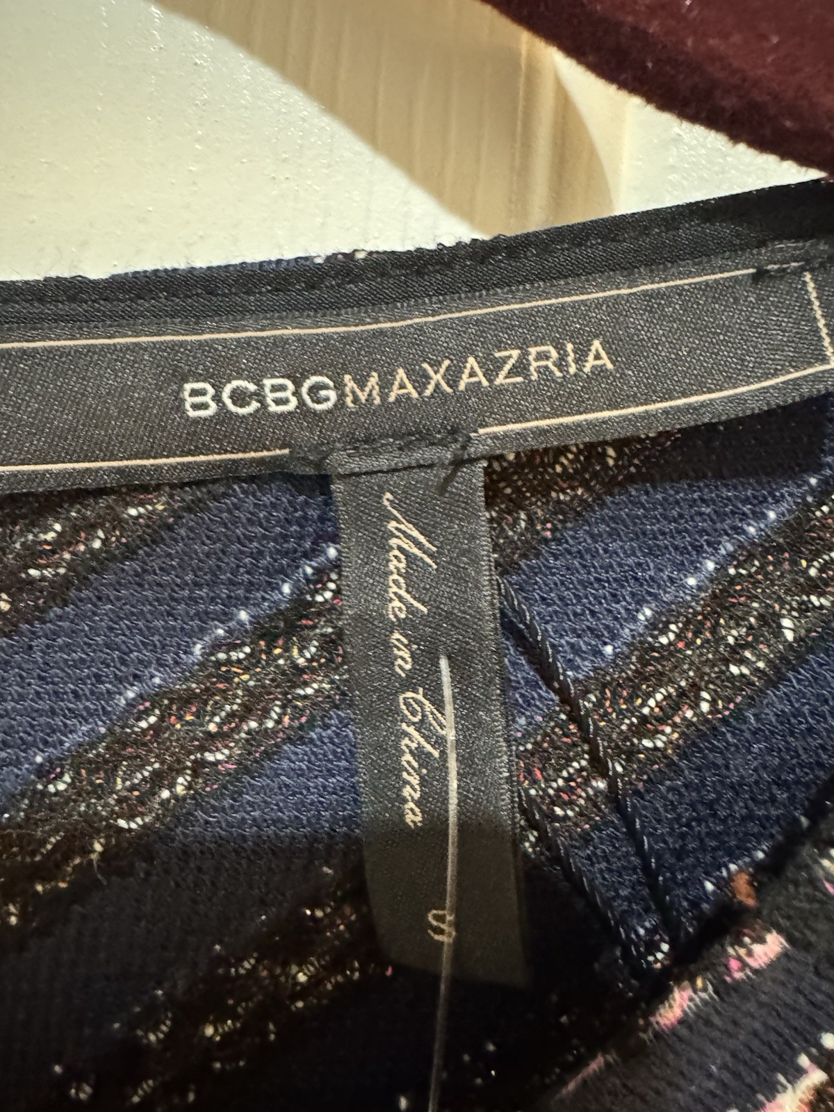 BCBGMAXAZRIA Sheath Dress S Navy Pink White Striped Knit Sleeveless Zip Knee
