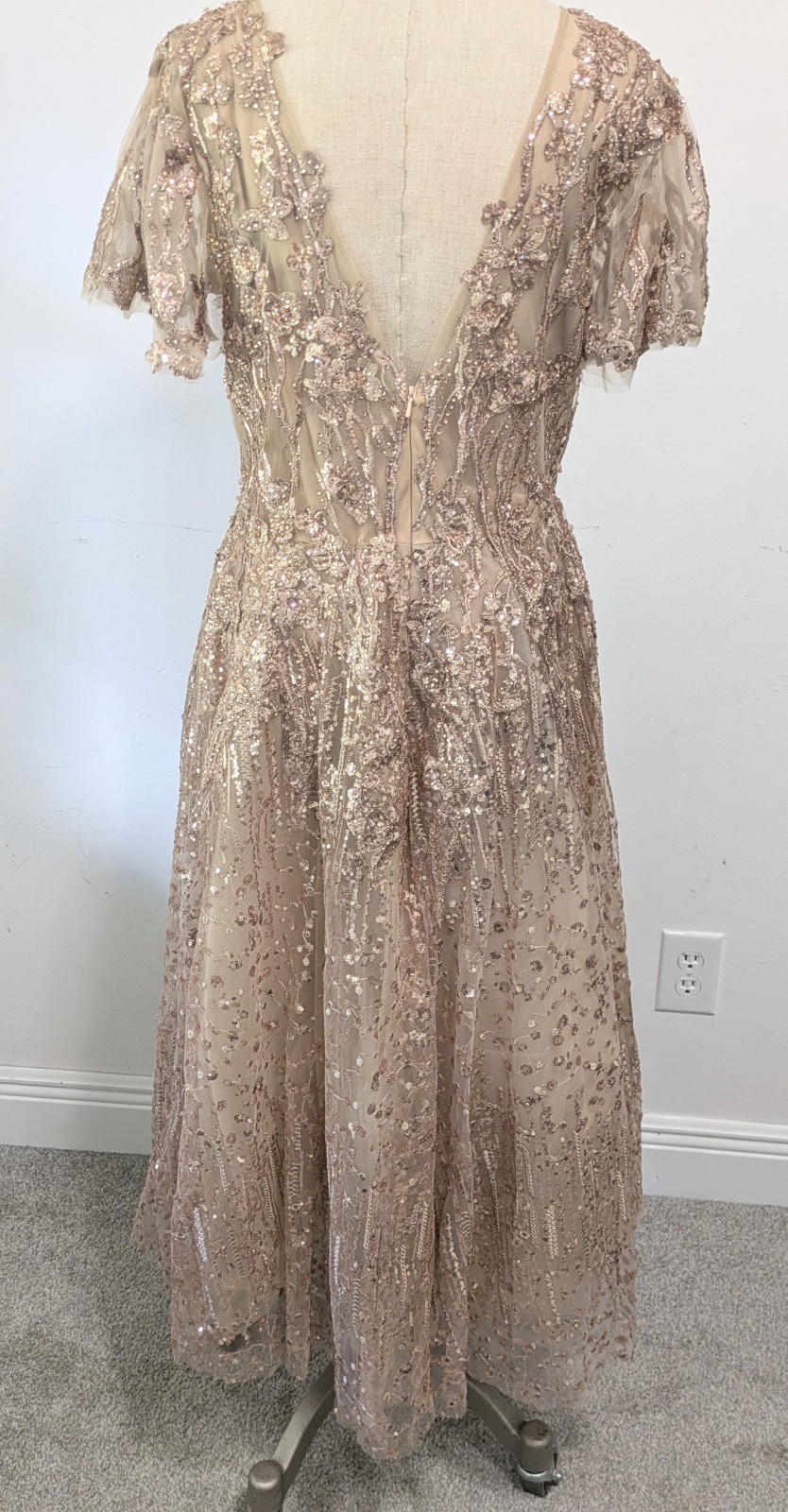 Mac Duggal Embellished Butterfly Fit & Flare Tea-Length Dress Size 12 Wedding