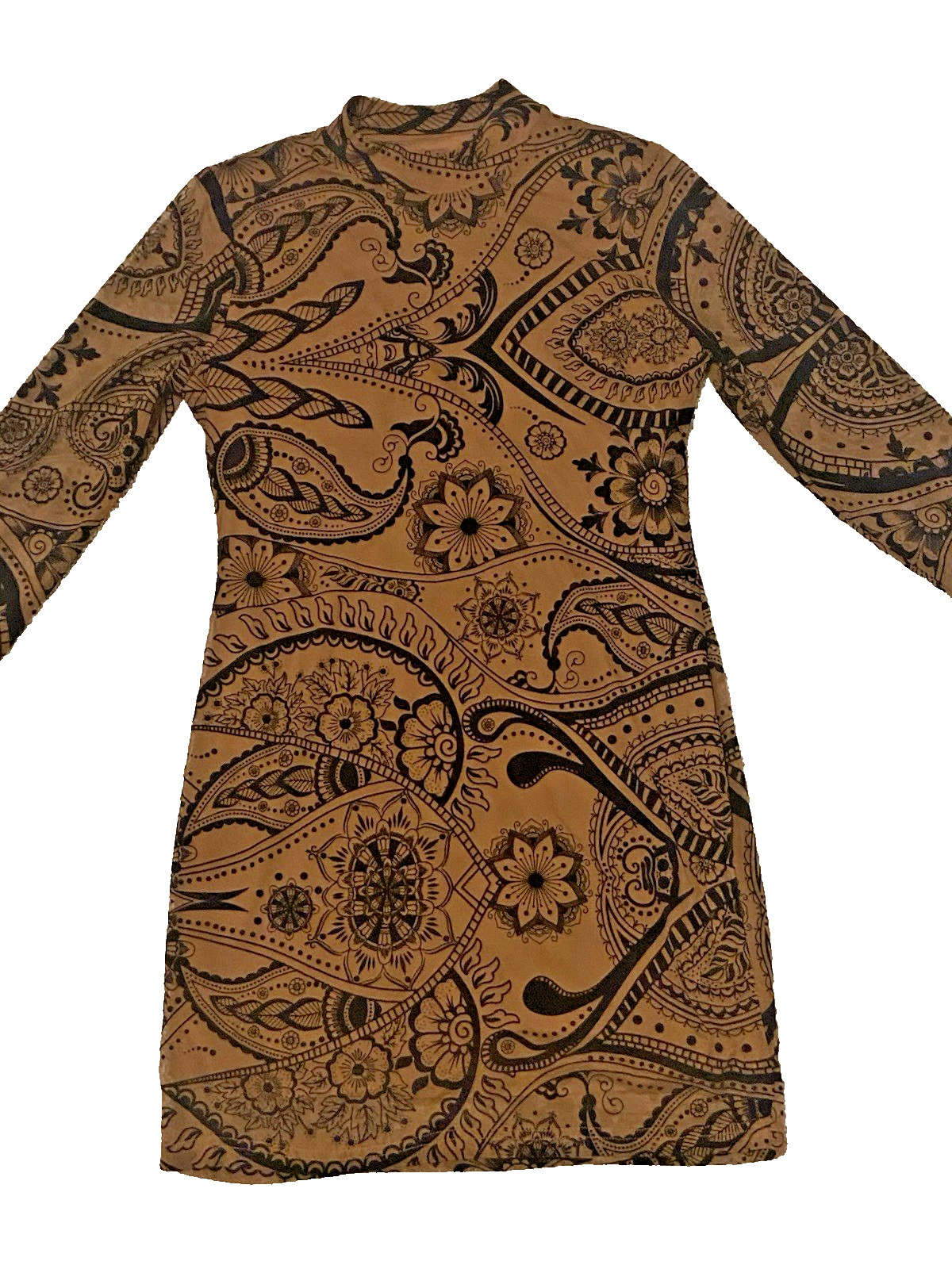 Shen Sheer Lined Polyester Woman’s Dress Brown/Black Sz. L 8/10