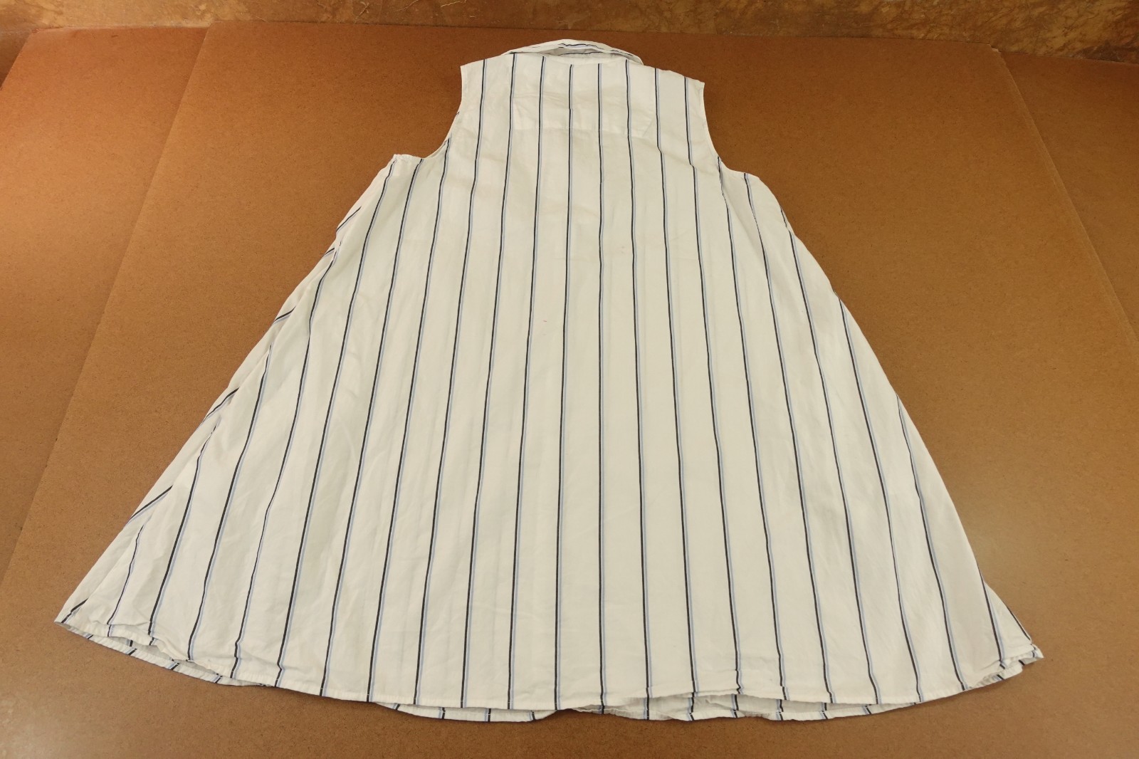 Banana Republic Womens Medium White Navy Stripe Poplin Sleeveless Mini Dress NWT