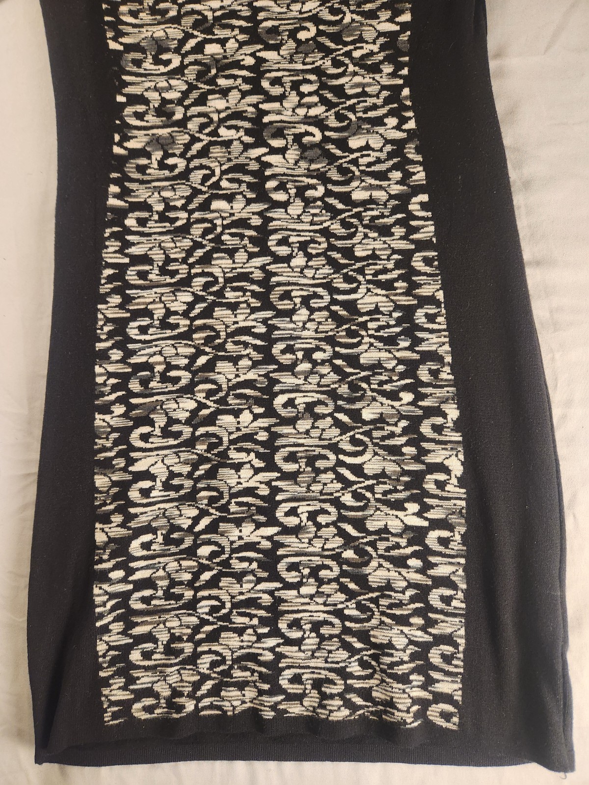 AB Studio Black & Beige Patterned Sweater Dress Women’s Size M