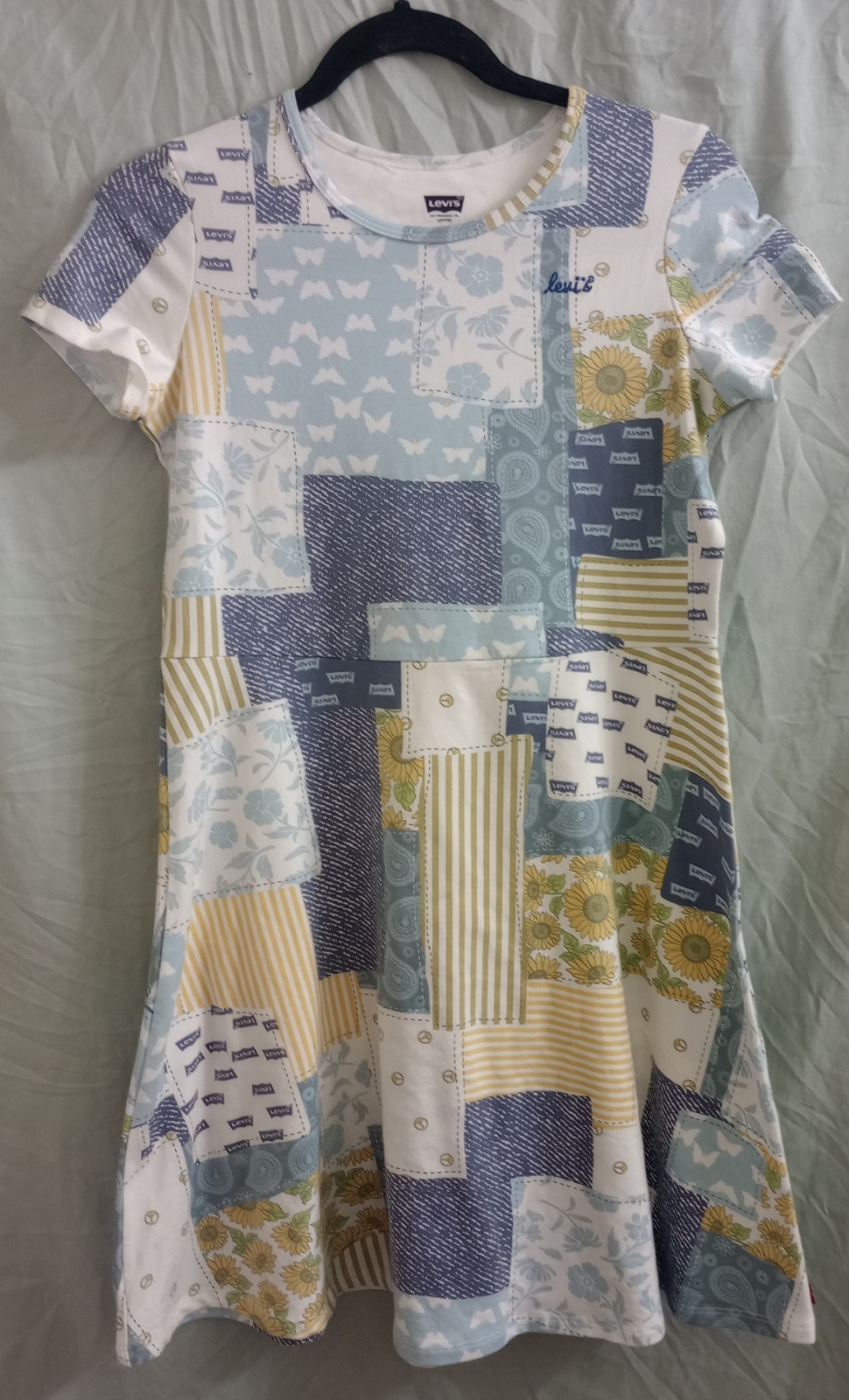 Levi’s Patchwork Print Dress Retro A-Line Casual Patchwork Juniors Large 12/14