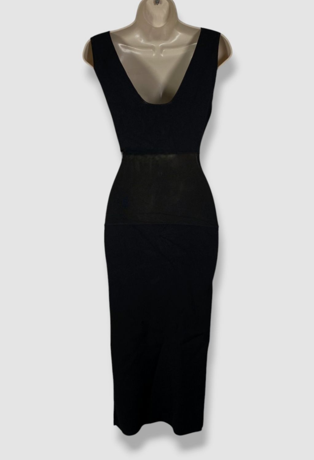 Tom Ford Women’s Black Paneled Knitted V-Neck Sleeveless Bodycon Dress Size S