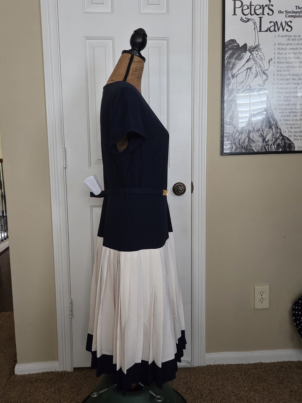 Ralph Lauren Two Toned Belted Georgette Dress Size 6
