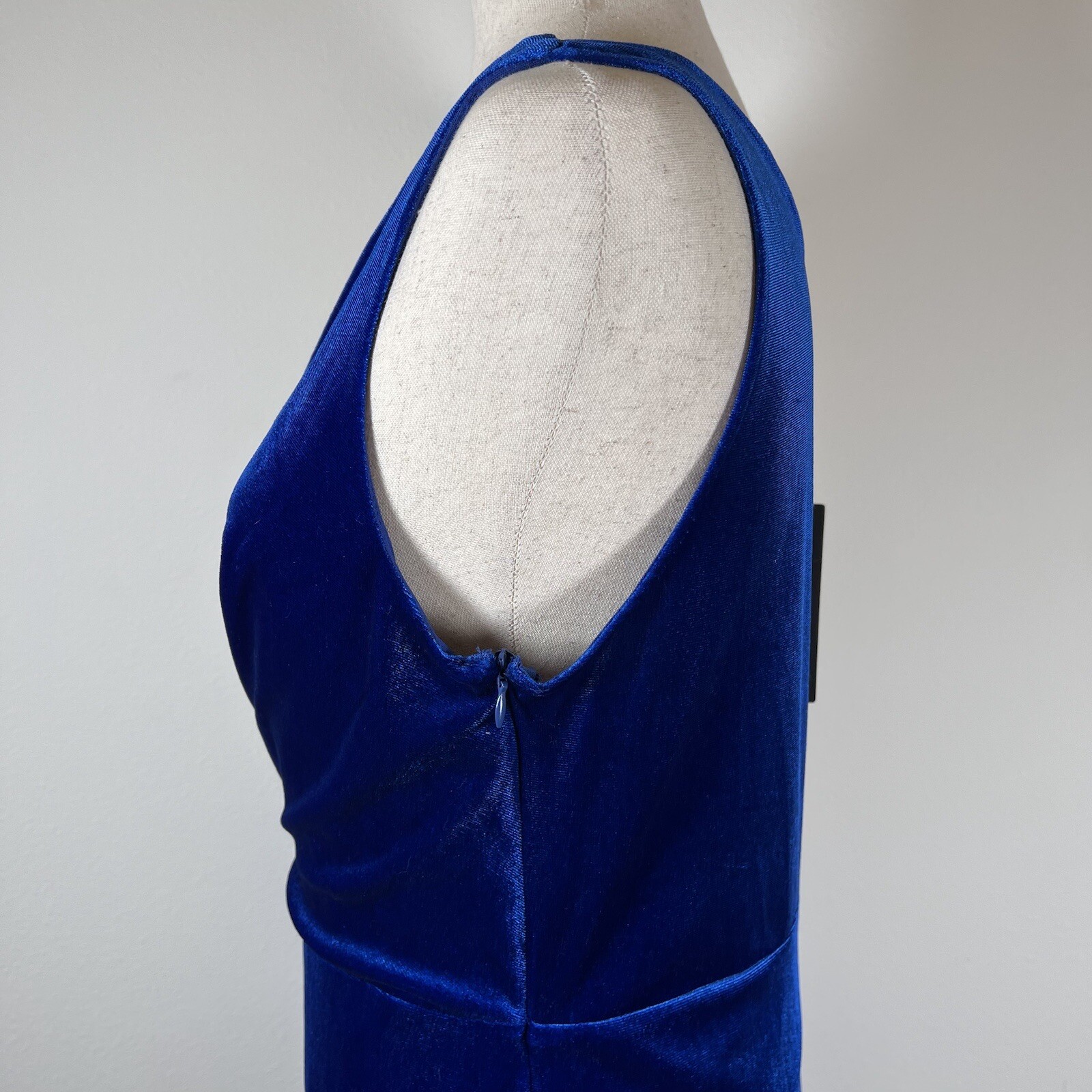 Lulus Velvet Blue Dress Large Short One Shoulder Formal School Dance Cocktail