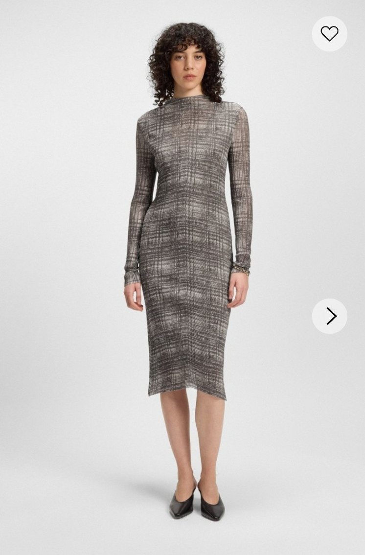 HUGO BOSS Plissé-tulle dress with modal lining MSRP $344