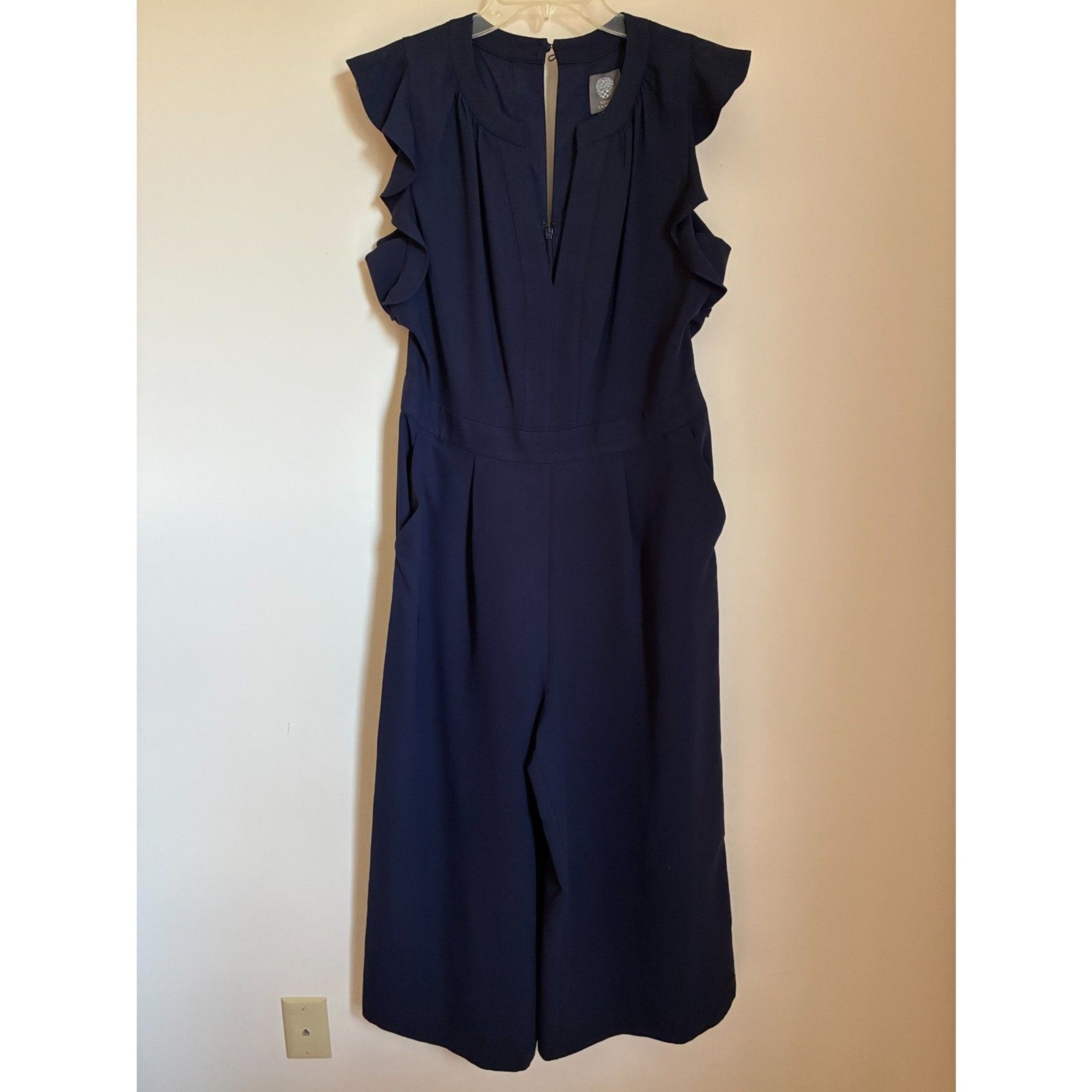 NWOT Vince Camuto Ruffle Wide-Leg Cropped Jumpsuit Size 14