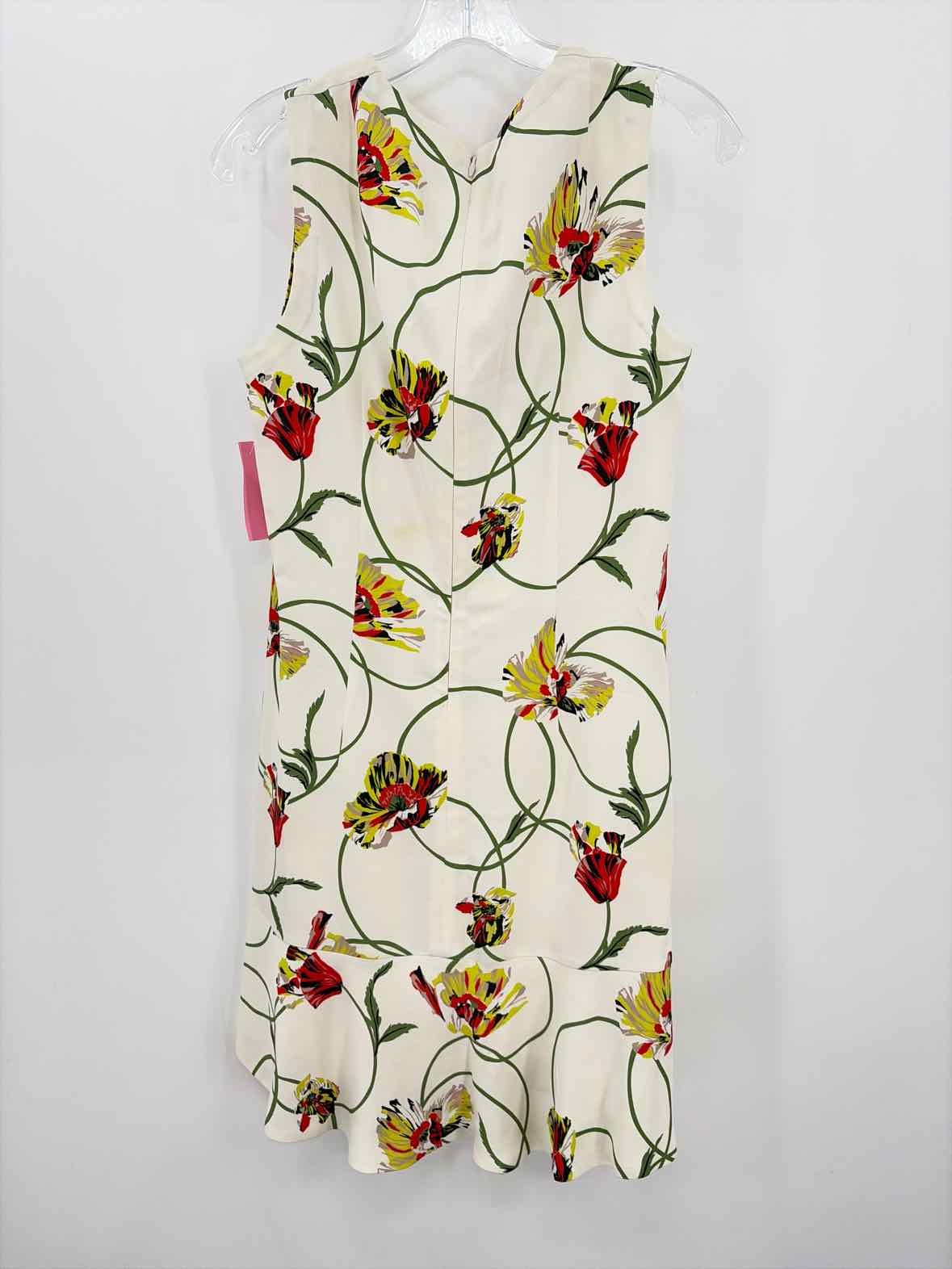 Pre-Owned Akris Punto White Size 6 Floral Knee Length Sleeveless Dress