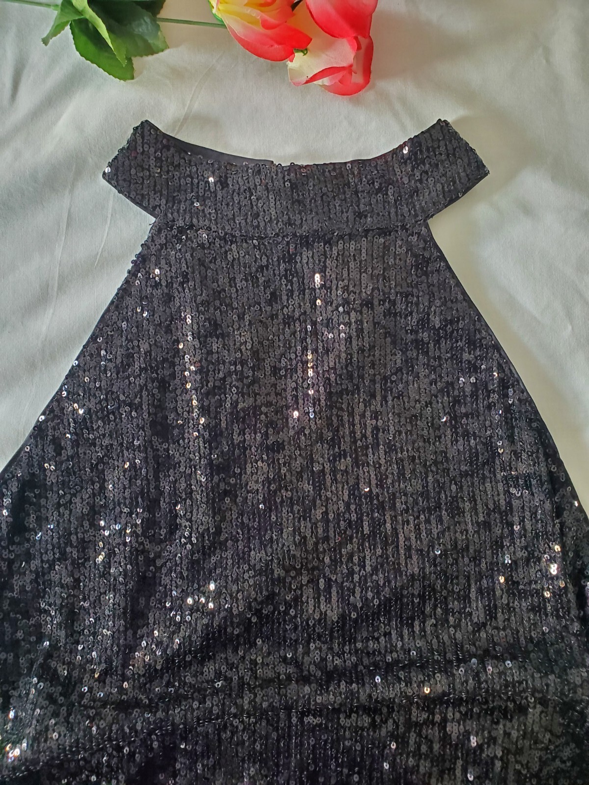 🎄CABLE & gauge🎄 Black Elegant Sequined Flare Cocktail/Party Dress Sz. Med. 🎊