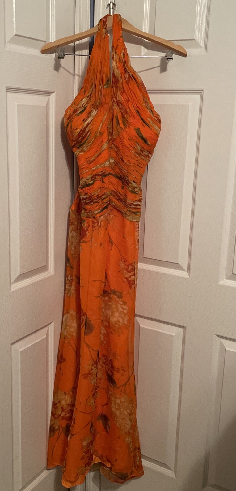 Cassandra Stone Halter Silk Dress 22 Floral