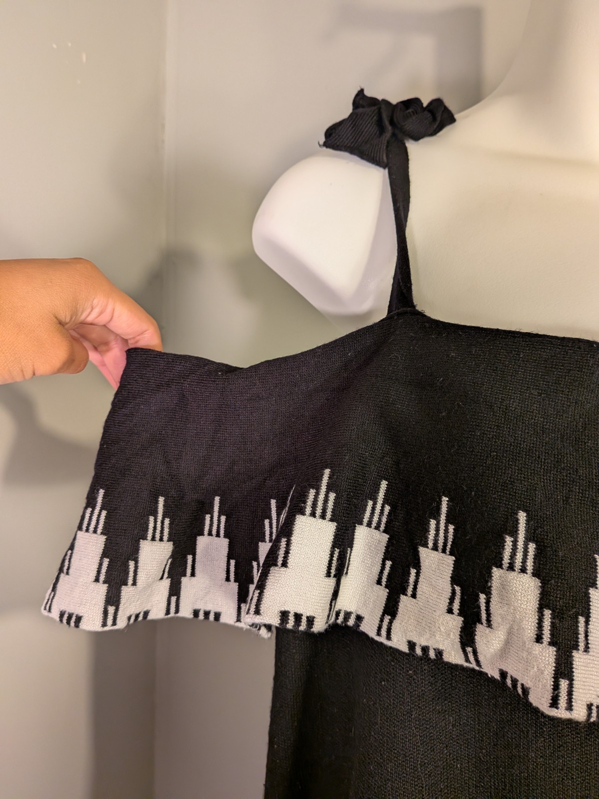 Lane Bryant Black/White Geometric Knit Midi Shift Off The Shoulder Dress 18/20