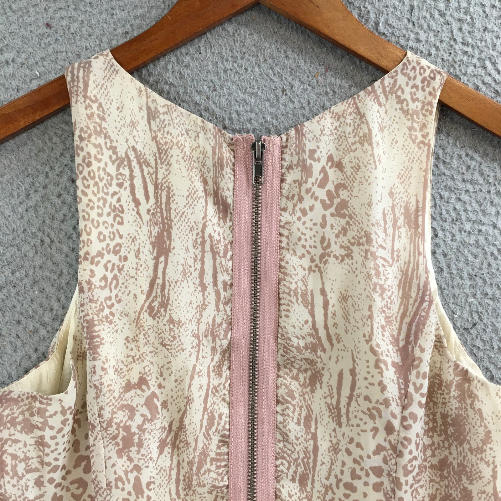 Mustard Seed Asymmetrical Draped Dress Womens M Sleeveless Snake Print Beige