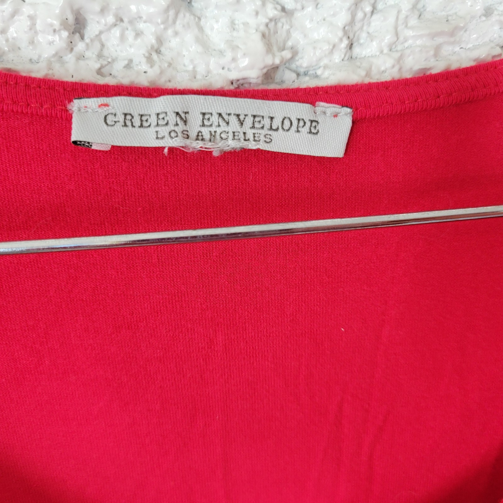 Green Envelope Womens Dress 2X Plus Mini Pullover Flutter Sleeve Red Rayon Blend