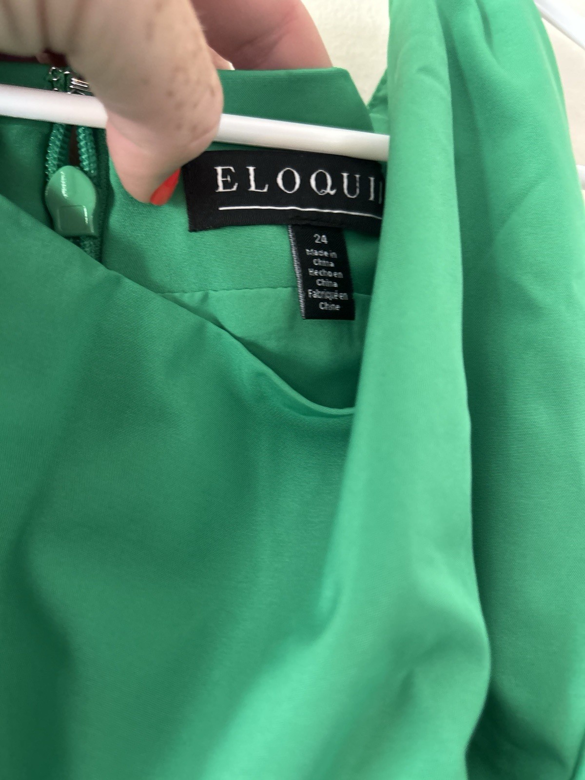 Eloquii Size 24 Plus Green Solid Pleated A-Line Midi Dress Scoop Neck Zip