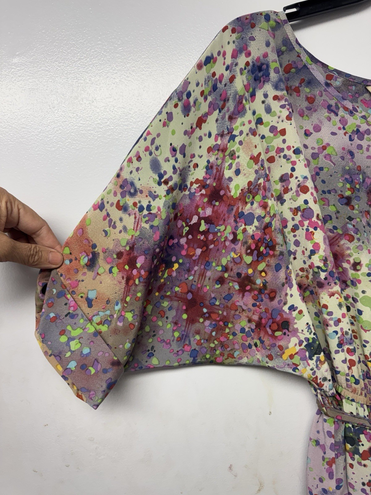 Presley Skye 100% Silk Abstract Watercolor Tie Waist Dress M Wedding Romantic U