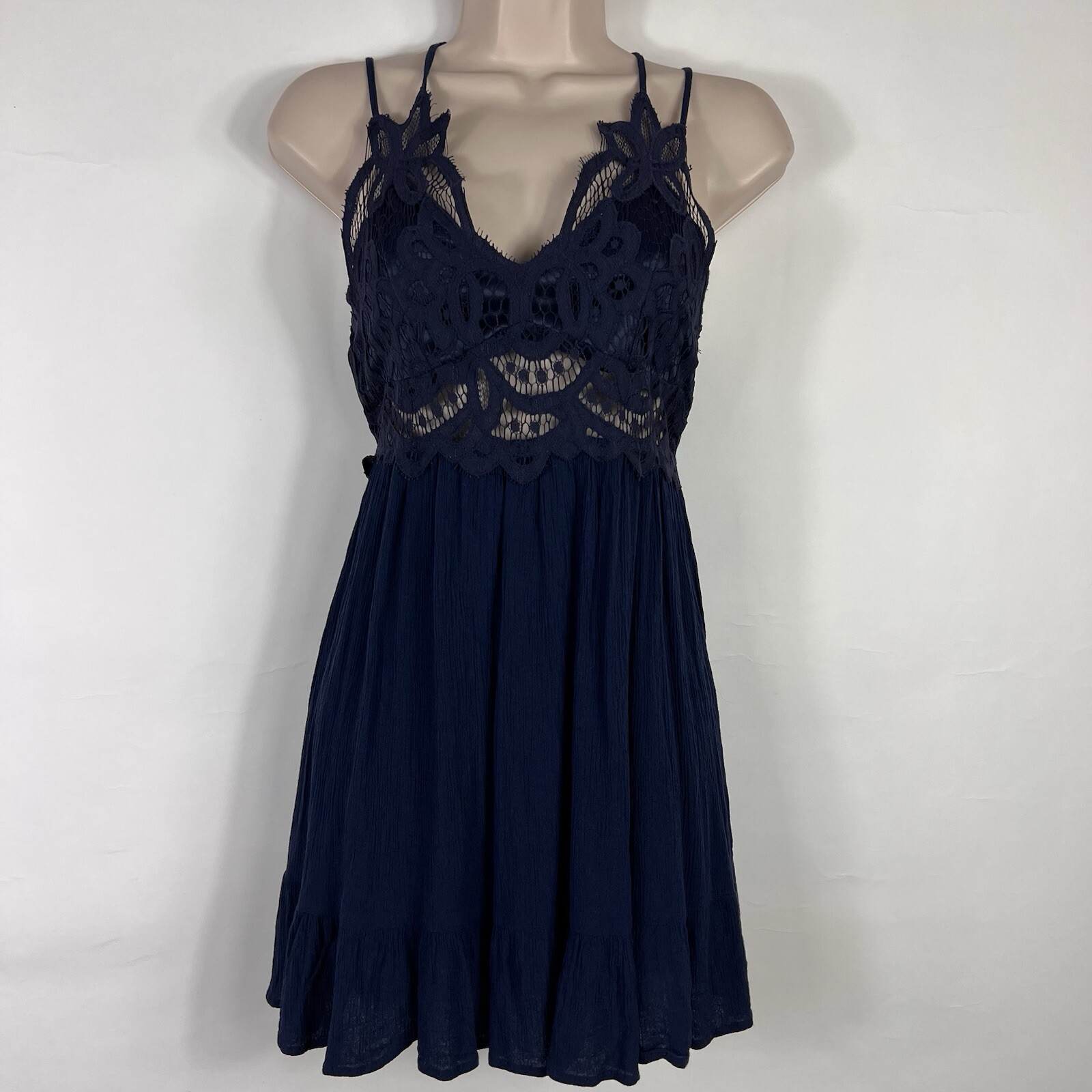 Blue Rain Dress Women’s Medium Sleeveless V Neck Above Knee A-Line Mini Party