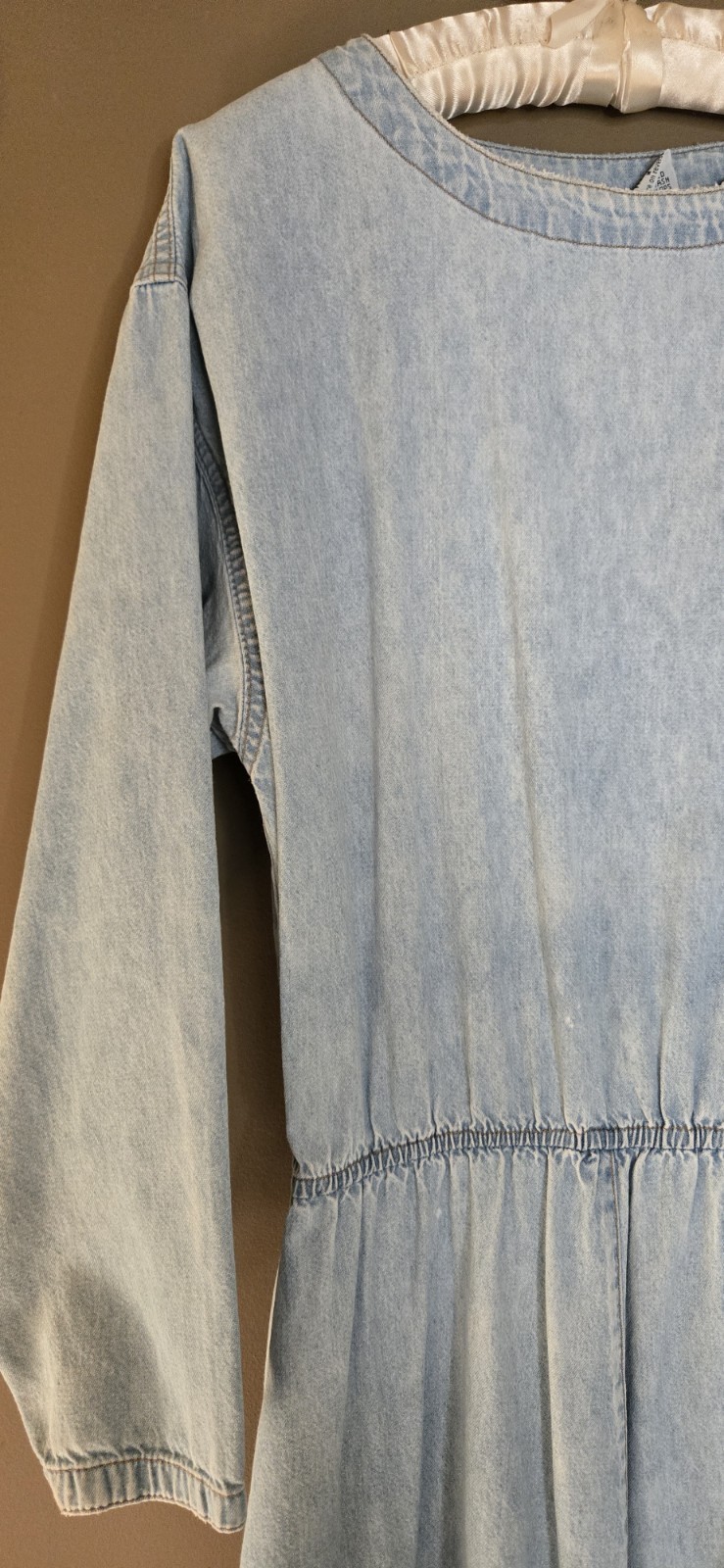 Coldwater Creek Light Wash Denim Prairie Cottage Dress Long/Long Sleeve