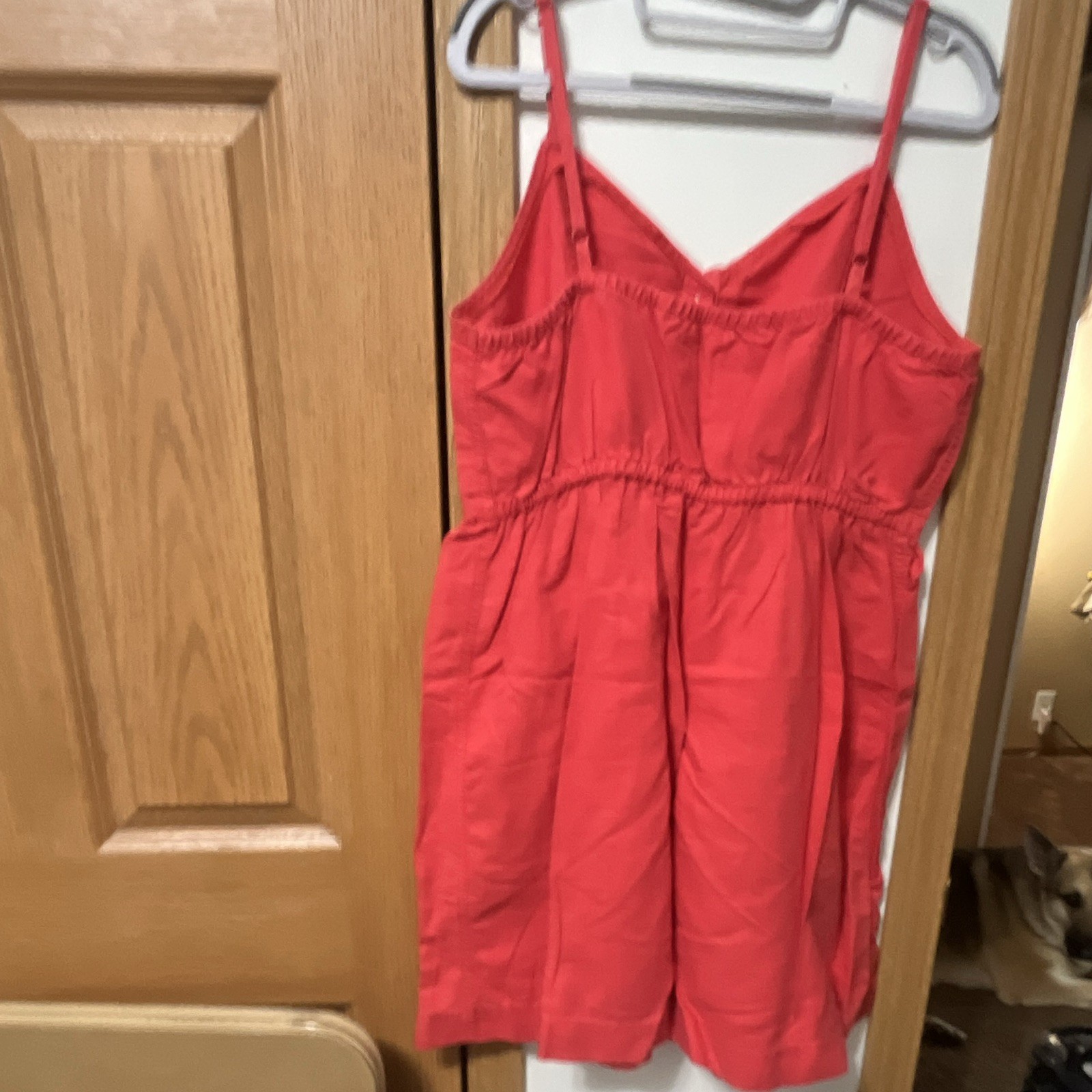 Aerie Women’s Red Solid Sundress V-Neck Button Front Pockets XL