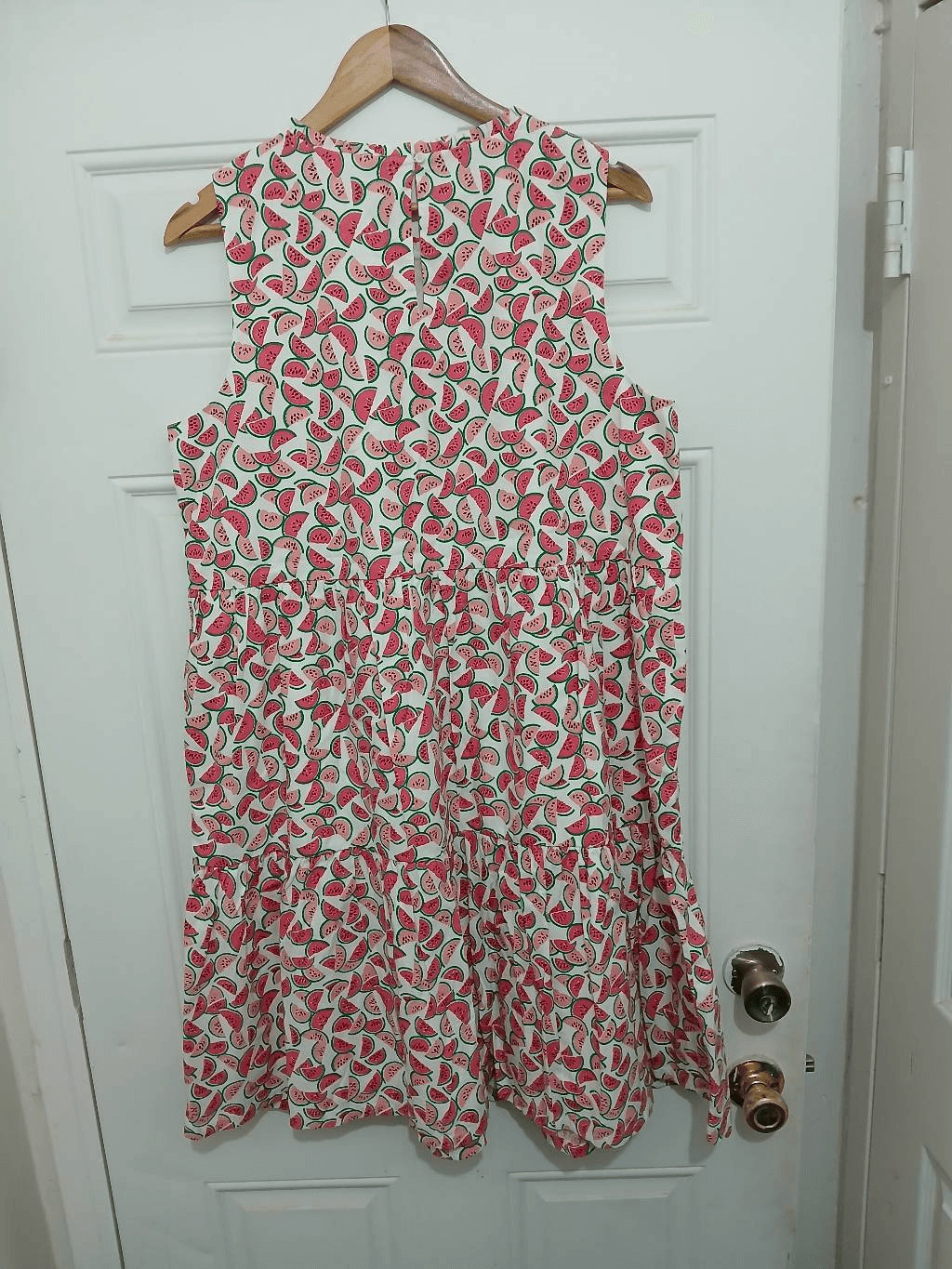J.crew womens Sz 14 watermelon novelty print shift dress green pink tiered pink