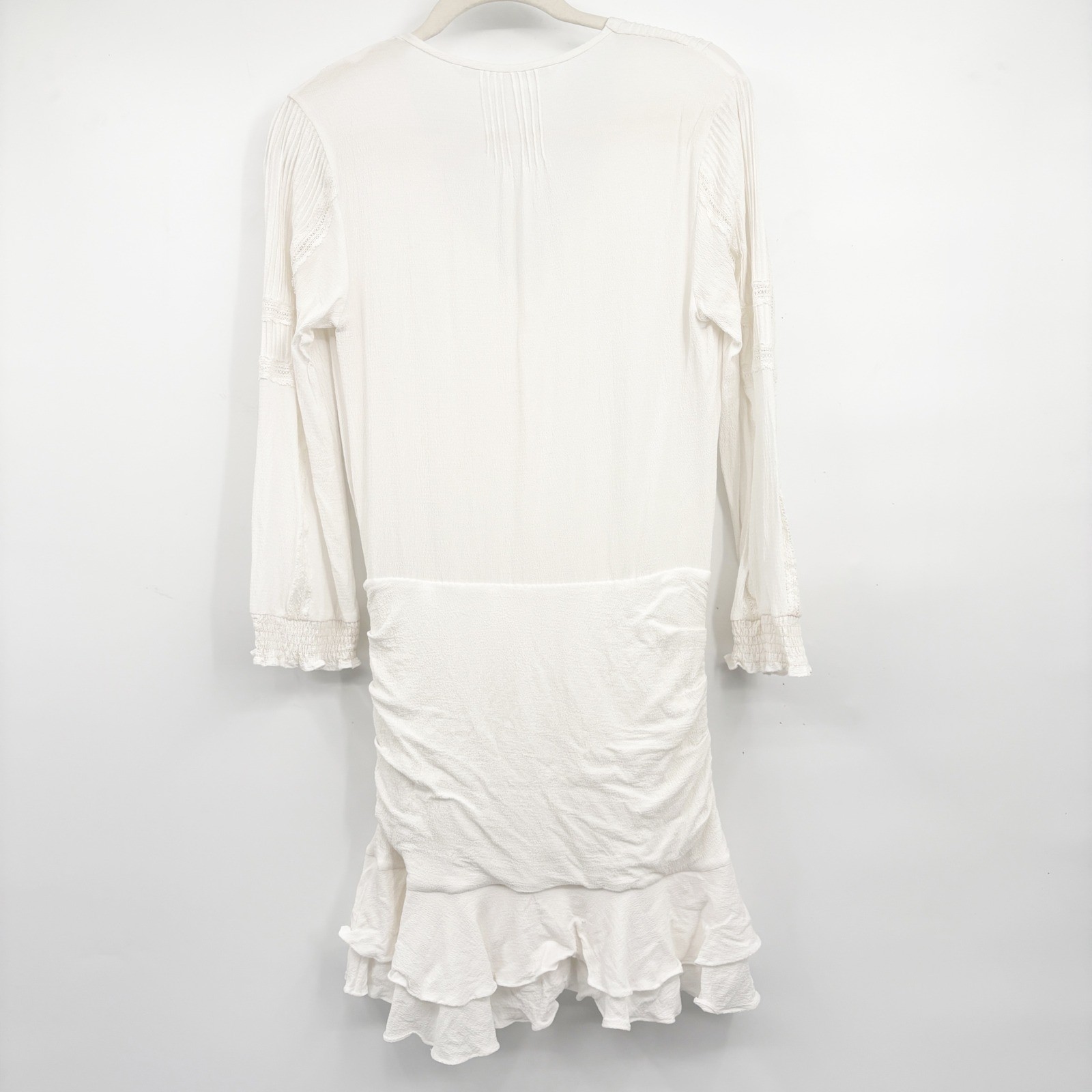 Veronica Beard Womens White Sarasota Ruched Ruffle Boho Mini Dress 8