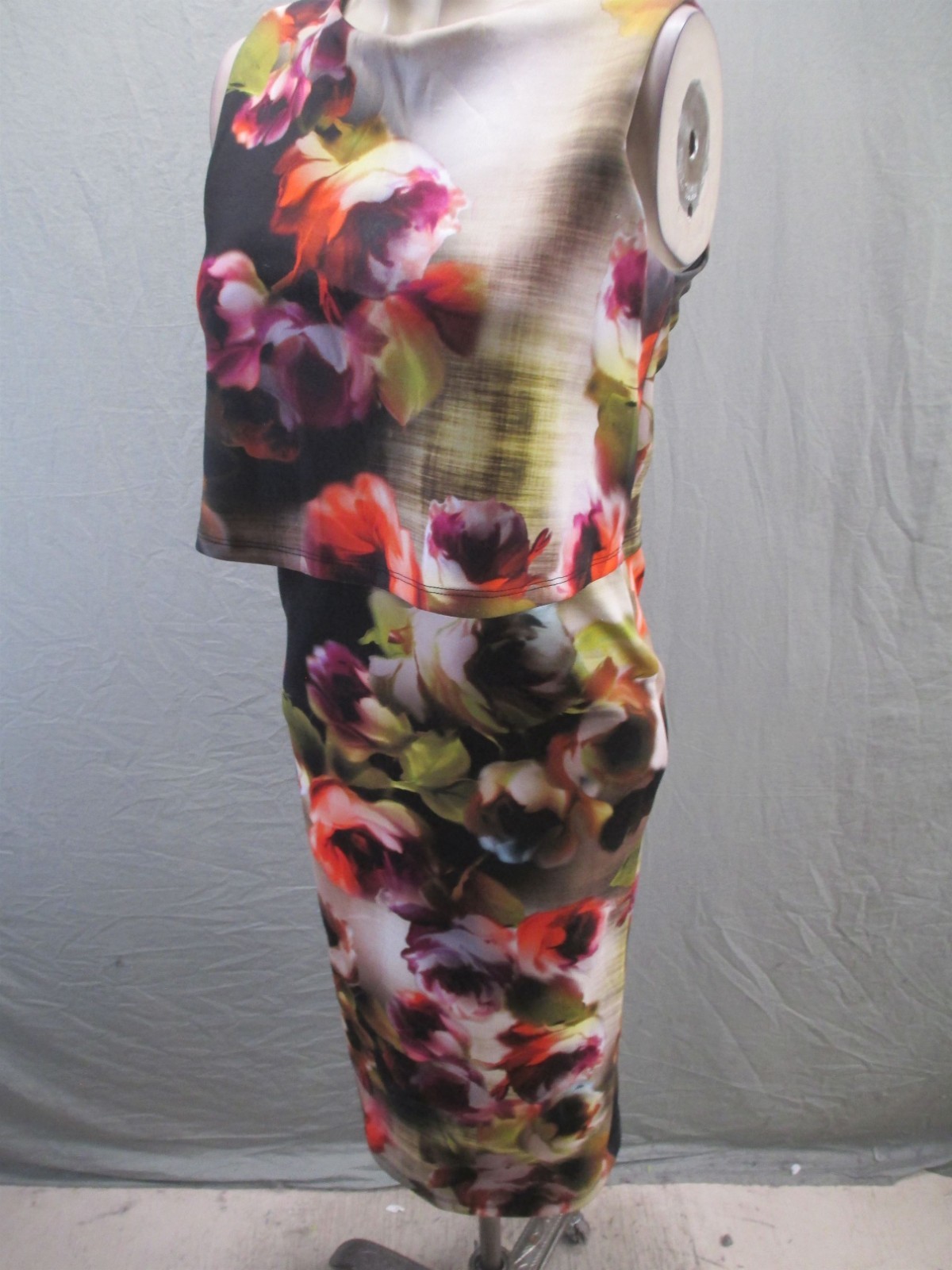 Asos Size 4 Womens Multicolor Floral Sleeveless Beauty Bodycon Pretty Dress 687