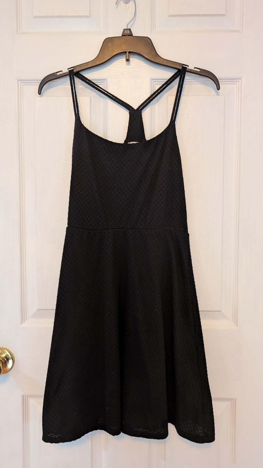 Mossimo Black Spaghetti Strap T-back Fit & Flare Dress Stretch Poly Span M Euc