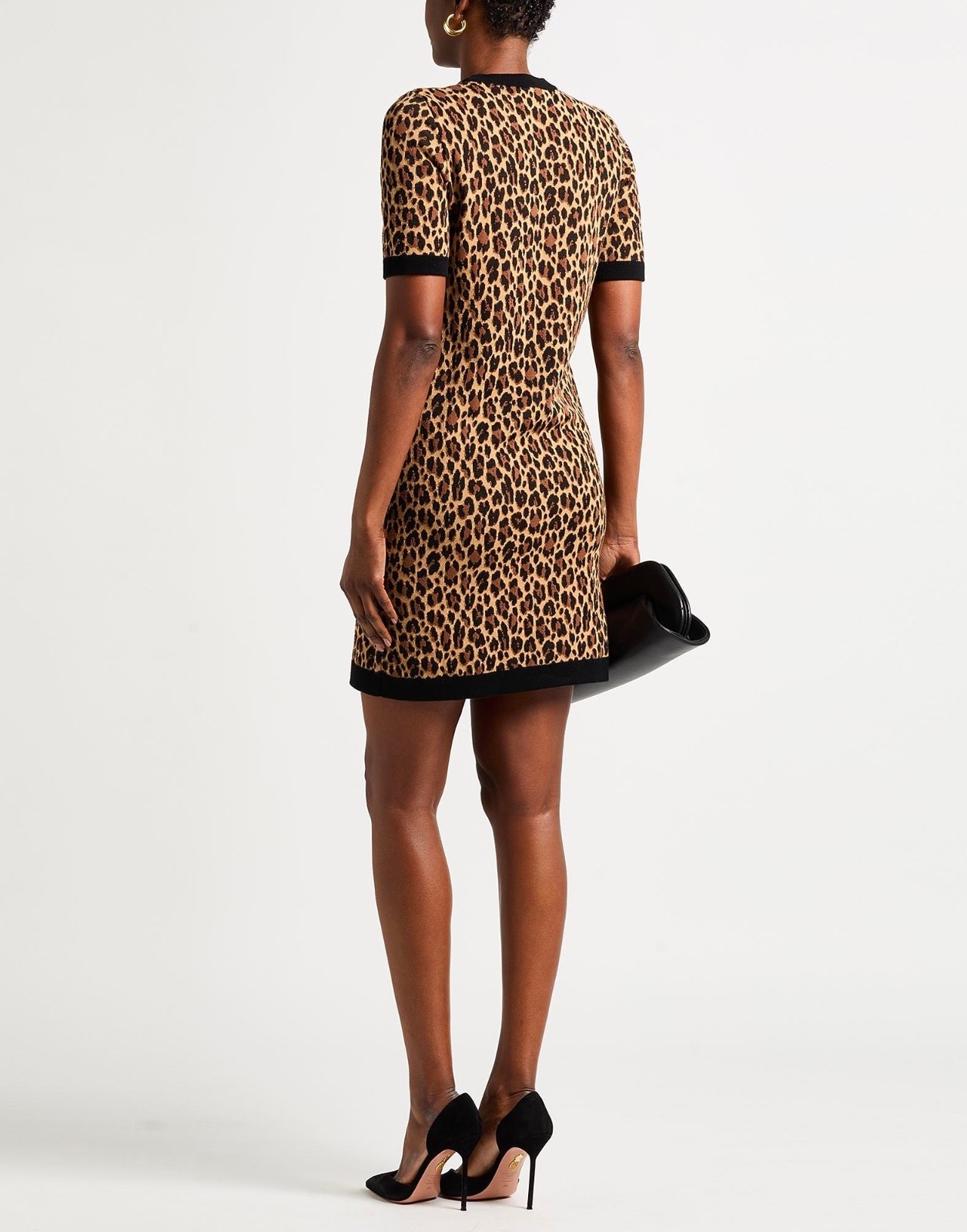 NWT Versace Medusa Logo Button Leopard Intarsia Print Knit Dress 46 US 10 $2950