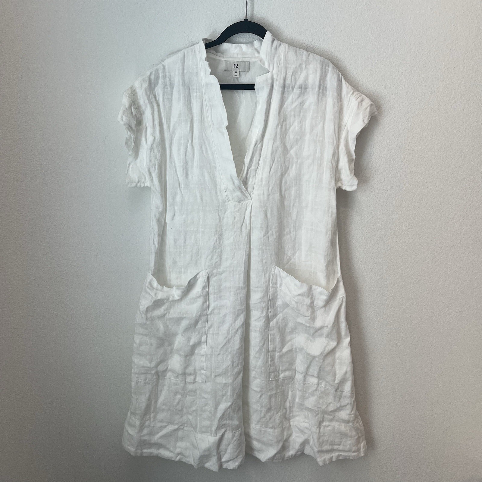 NWT Banana Republic RT$150 White Laurel Linen-Cotton Blend Utility Shift Dress M