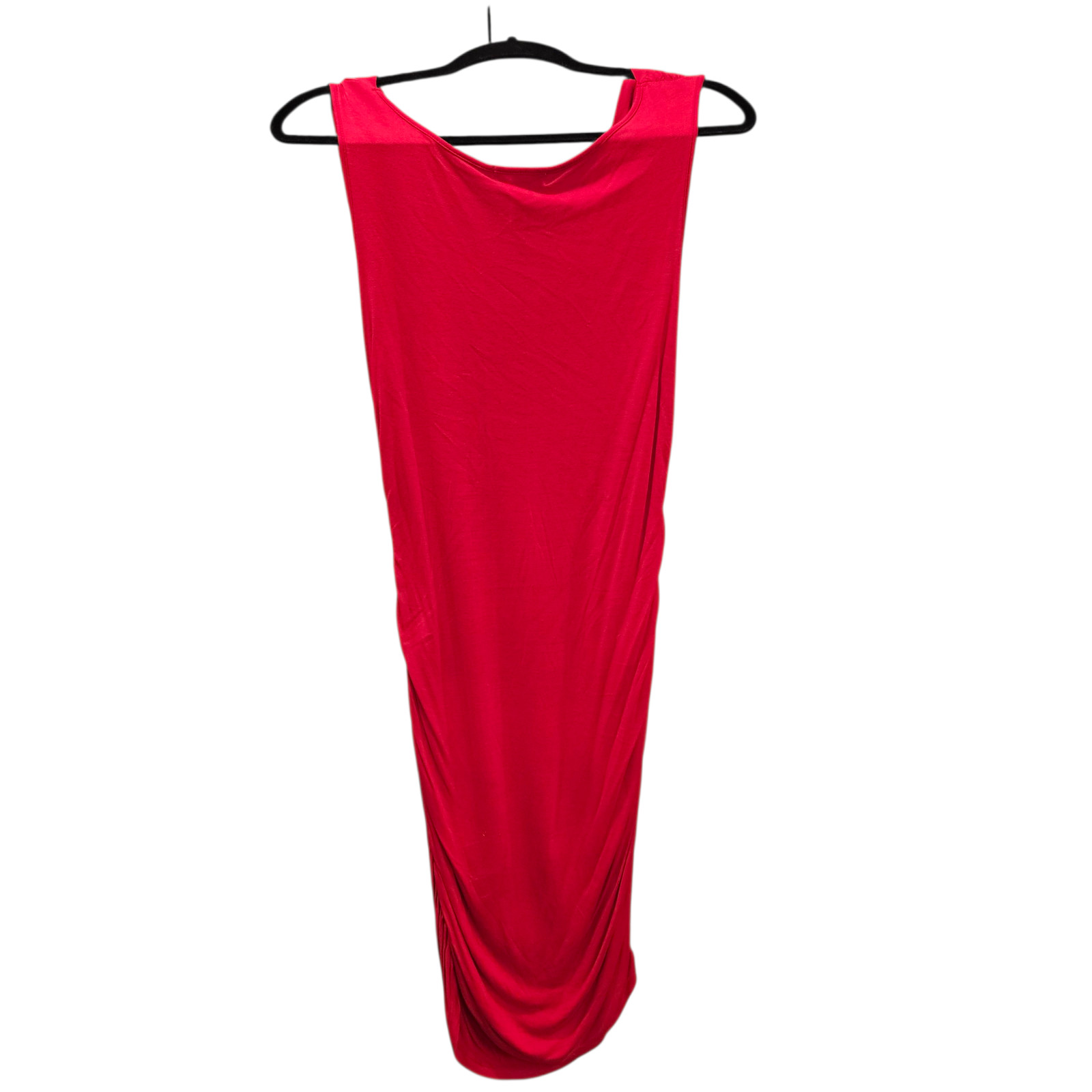 Ambiance Apparel Red Cowl Neck Draped Bodycon Dress Women’s Large Ruched Sides