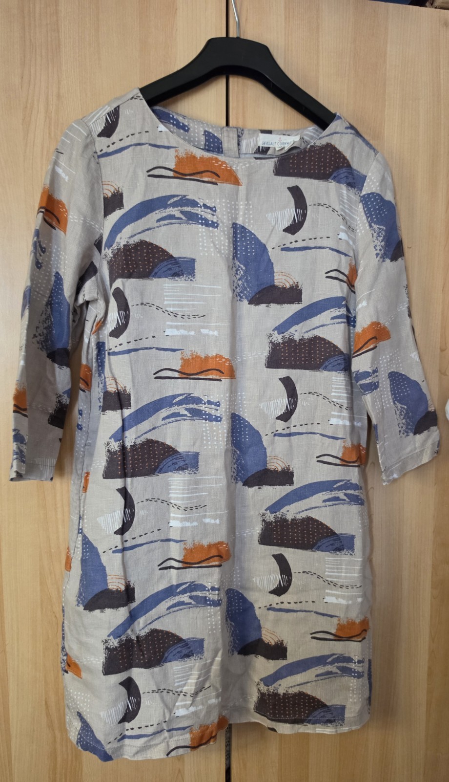 Seasalt Cornwall Sol Blaze Linen Tunic Dress Size 10 UK Abstract Print Superb