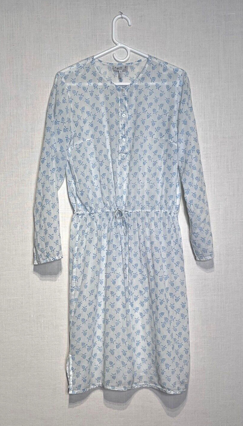 Agnes B Sheer White Breezy Cotton Henly Summer Beach Dress, Cover-up, Size 42
