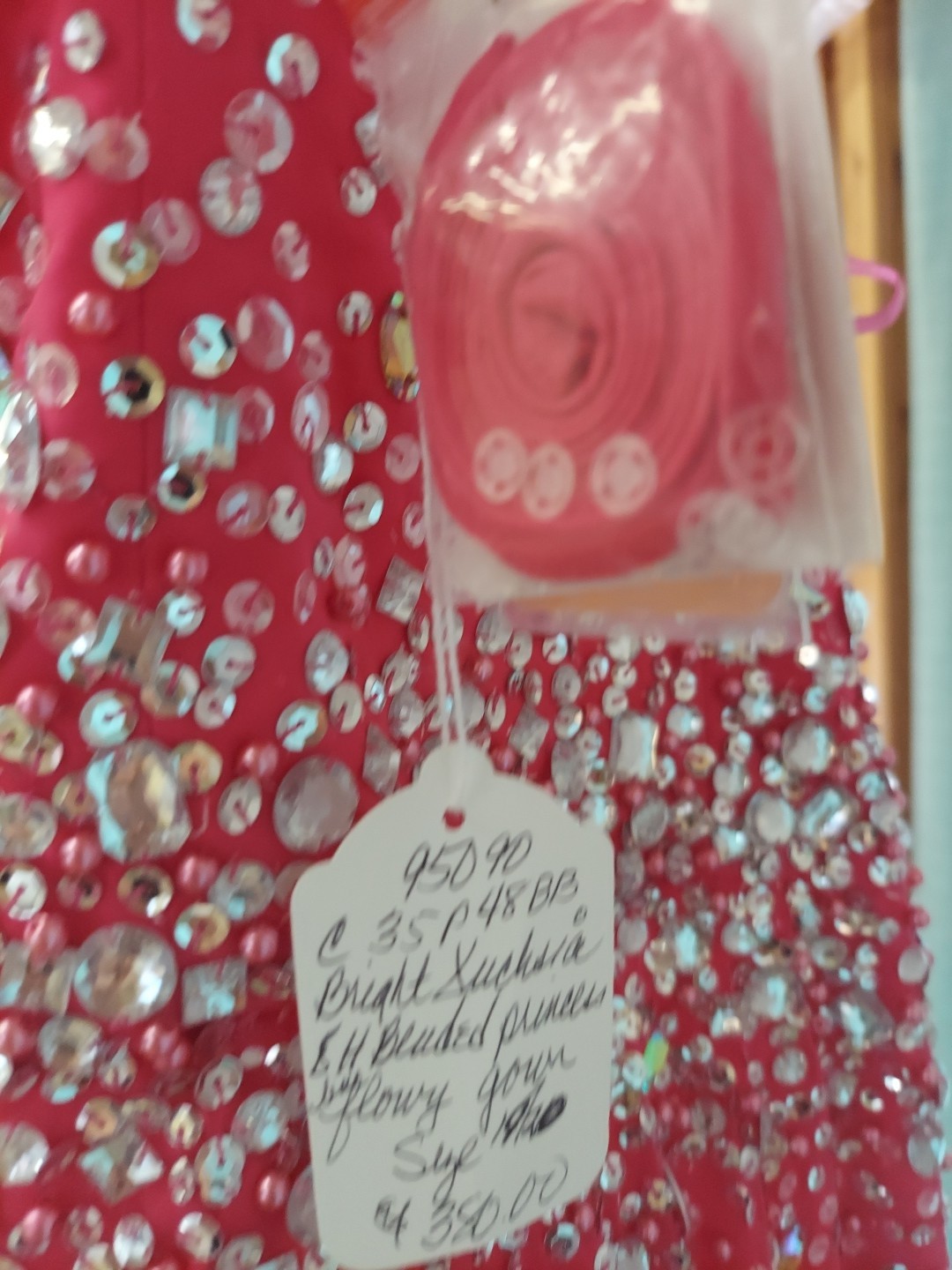 **Morilee Sz20 Fushia Pink Dropgem Design Strap Option Prom Dress**gem Sequin**