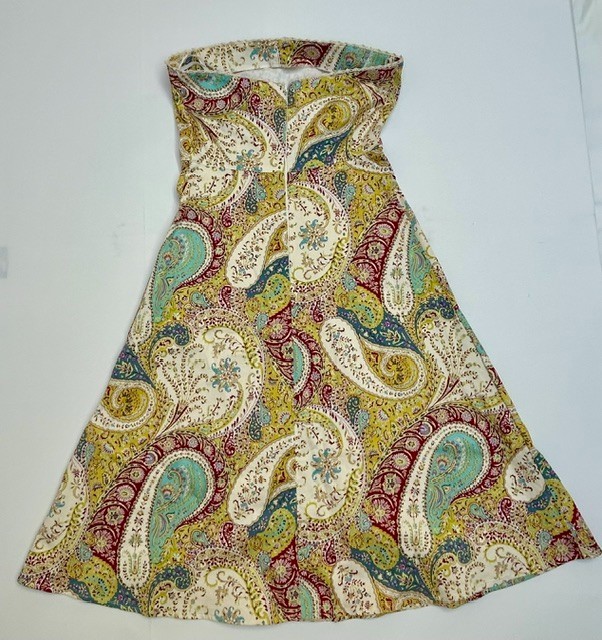 Vintage Moda International Strapless Boho Sundress Yellow Paisley Size 4